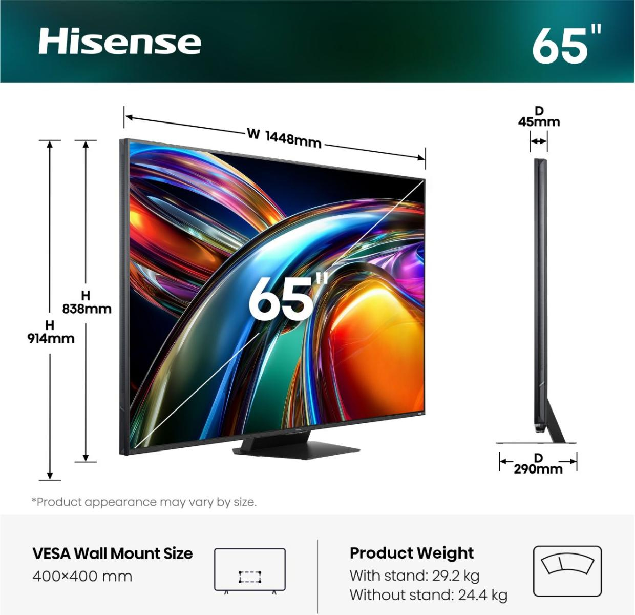 TV LED Hisense RGB Mini LED 65UR9S 164 cm 2026 — photo 2