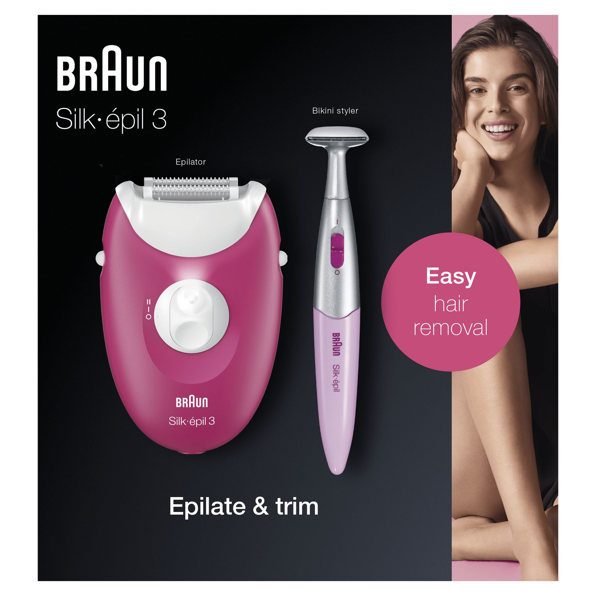 Braun Silk-épil 3 81711457 Epilierer 20 Pinzette Pink, Weiß