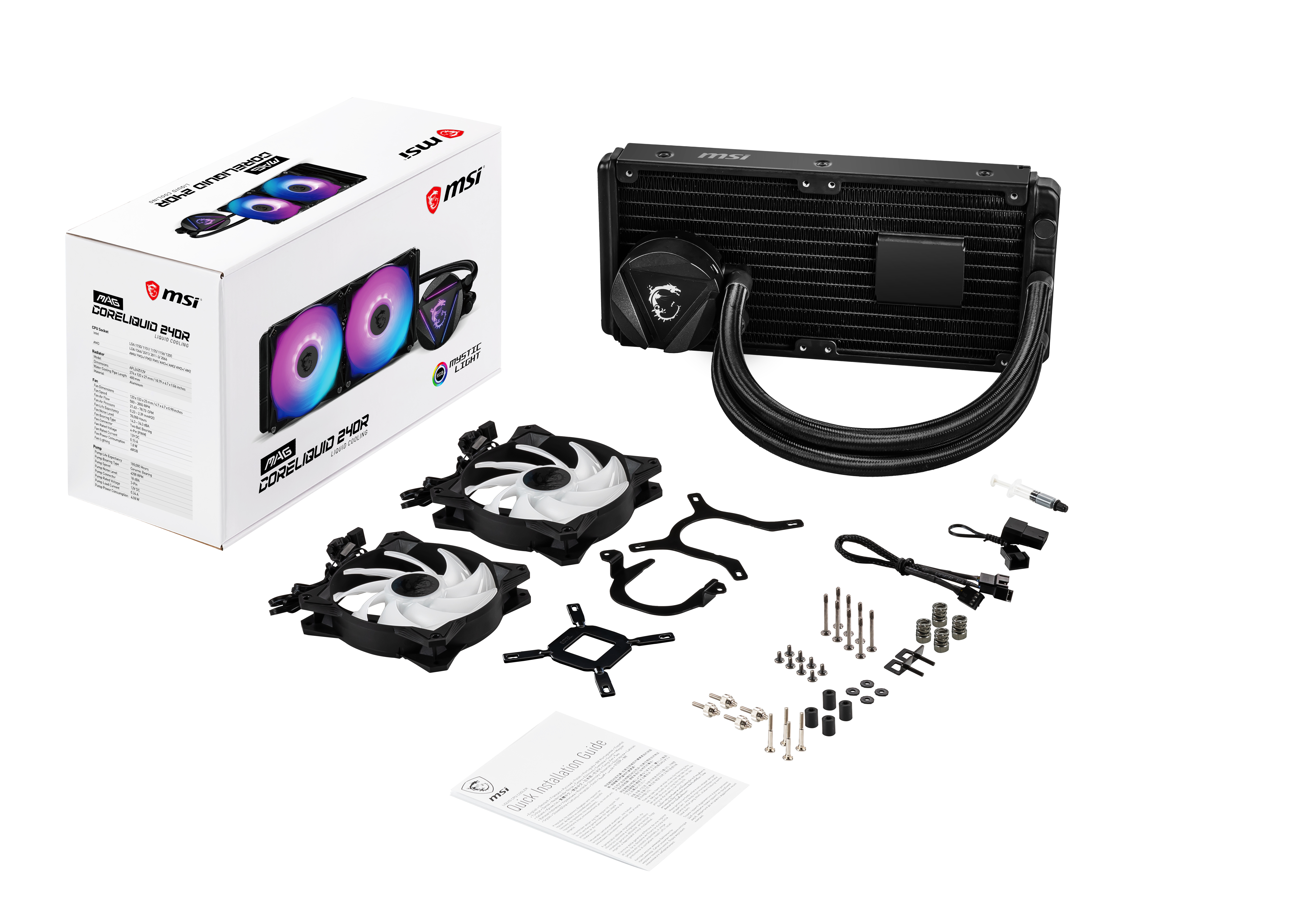 MSI MAG CORELIQUID 240R CPU AIO Cooler ‘240mm Radiator, 2x 120mm ARGB PWM Fan, Adjustable ARGB Dragon CPU Mount, Compatible with Intel and AMD Platforms’ image 5