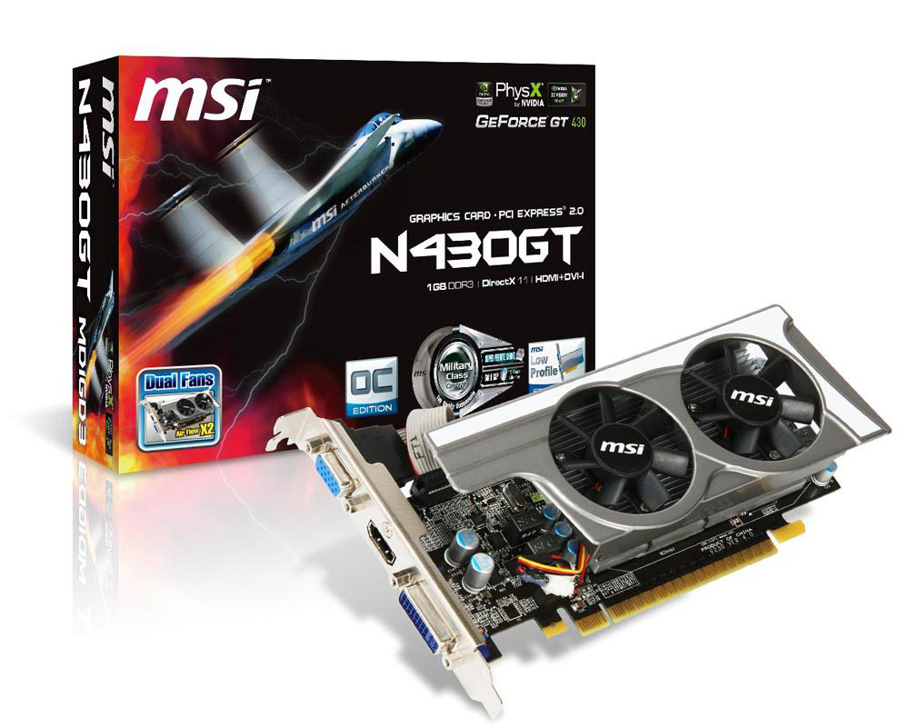 MSI N430GT-MD1GD3-OC/LP graphics card NVIDIA GeForce GT 430