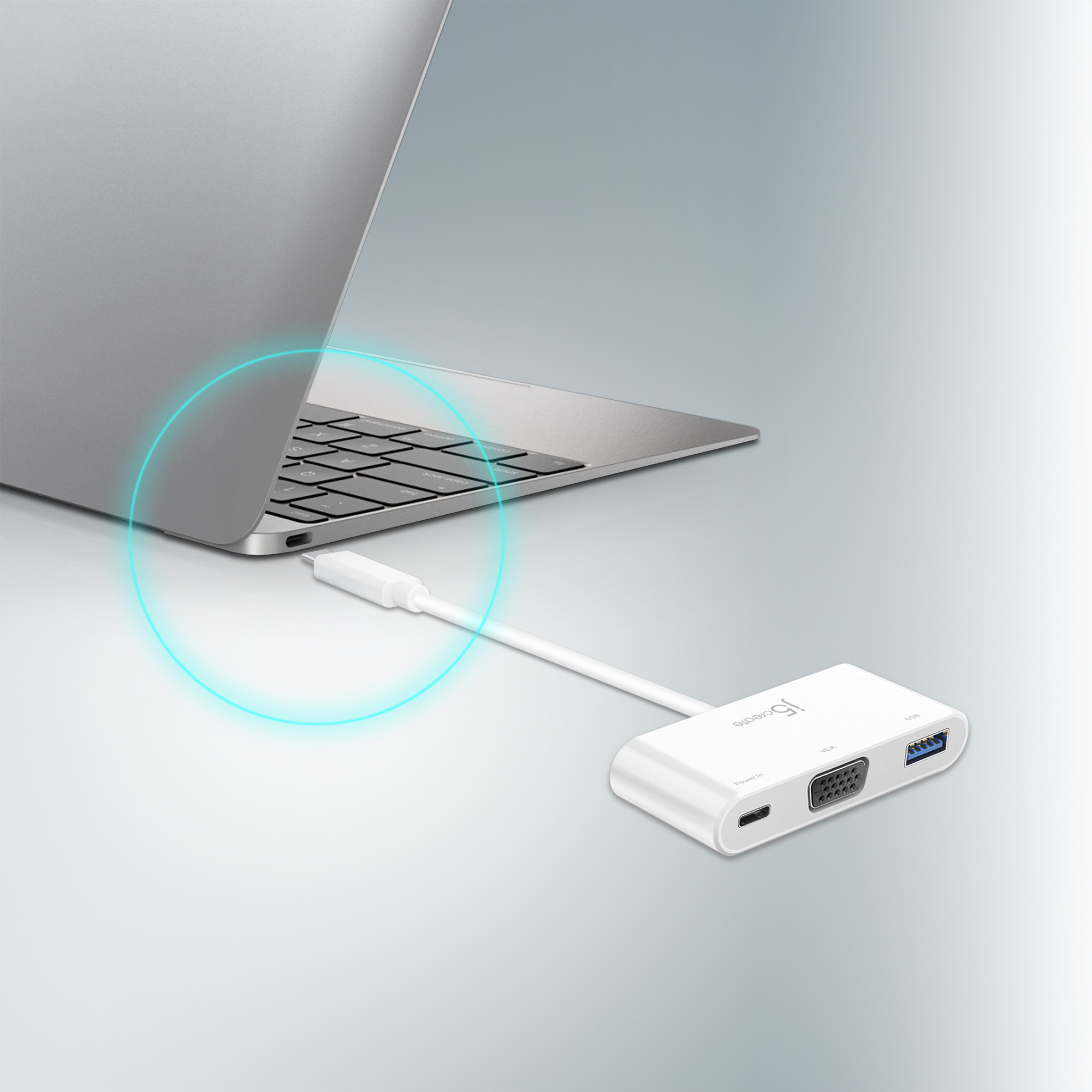 j5create JCA378 USB™ Type-C to VGA & USB™ 3.0 with Power Delivery, White, 0.25 m – image 3