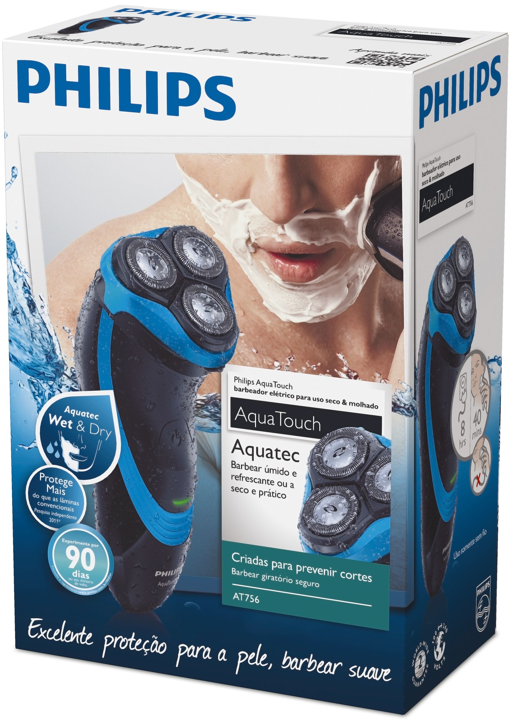 Philips AquaTouch AT756/16 men's shaver Rotation shaver Trimmer Black, Blue – image 2