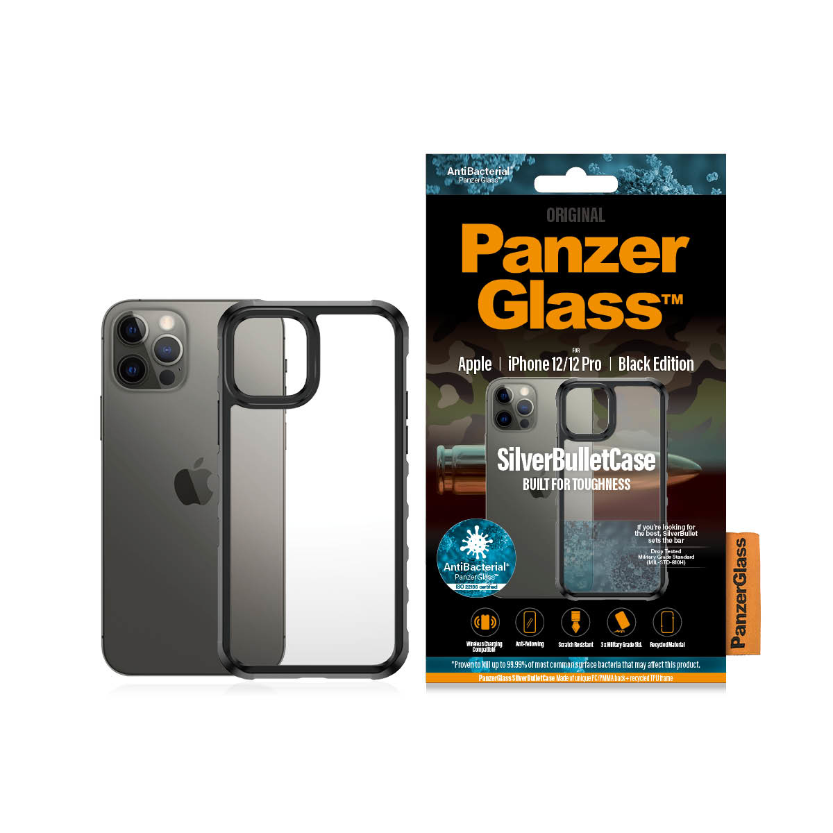 PanzerGlass ® SilverBullet ClearCase iPhone 12 | 12 Pro | Black – image 4