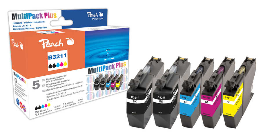 Peach PI500-274 ink cartridge 5 pc(s) Compatible Black, Cyan, Magenta, Yellow