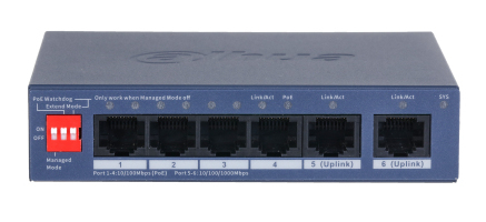 Dahua Technology PoE CS4006-4ET2GT-36 network switch Managed L2 Gigabit Ethernet (10/100/1000) Power over Ethernet (PoE) Desktop/Wall-Mounting Blue – image 2