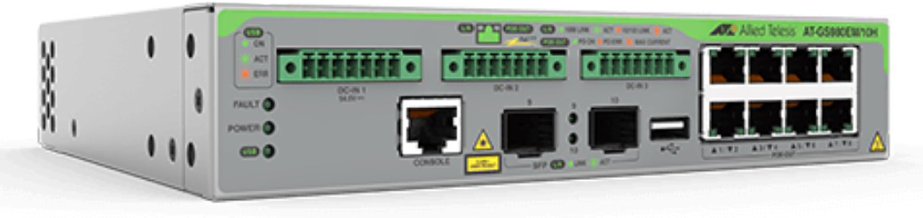 Allied Telesis AT-GS980EM/10H Géré L3 Gigabit Ethernet (10/100/1000) Connexion Ethernet, supportant l'alimentation via ce port (PoE) 1U Gris