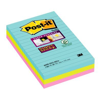 3M 4690-SS3MIA pašlīpošs piezīmju papīrs Taisnstūris Zils, Rozā