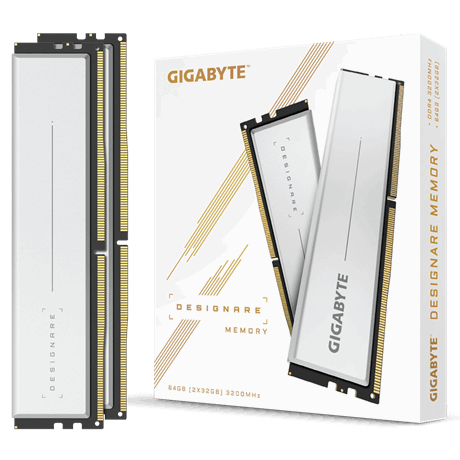 Gigabyte DESIGNARE - DDR4 - kit - 64 GB 2 x 32 GB - DIMM de 288 contactos - 3200 MHz / PC4-25600 - CL16 - 135 V - sin búfer - no ECC - plata - GP-DSG64G32