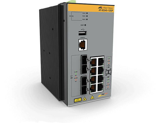 Allied Telesis AT-IE340-12GP-80 hanterad L3 Gigabit Ethernet (10/100/1000) Strömförsörjning via Ethernet (PoE) stöd Grå