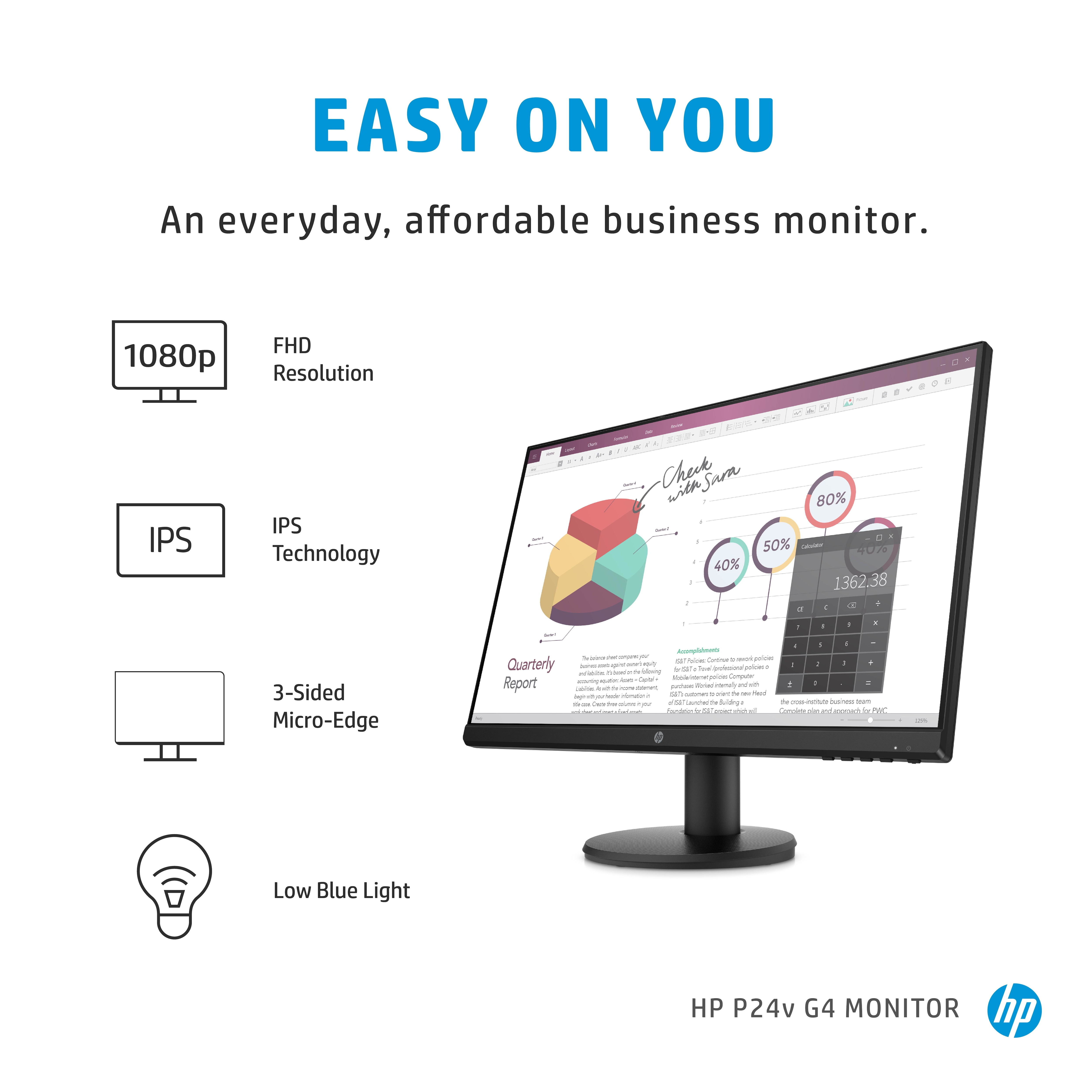 HP P24v G4 computer monitor 60.5 cm (23.8″) 1920 x 1080 pixels Full HD Black image 6