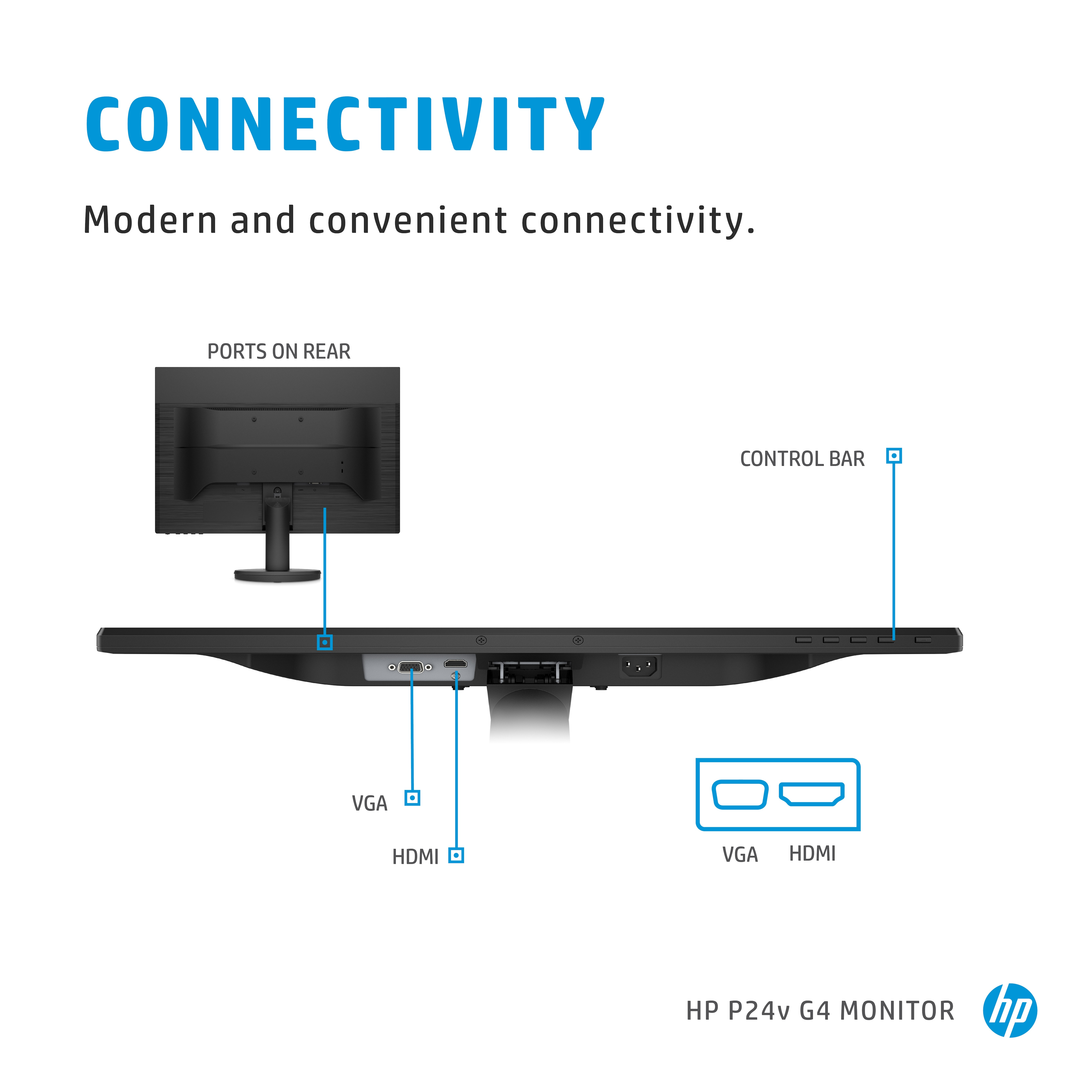 HP P24v G4 computer monitor 60.5 cm (23.8″) 1920 x 1080 pixels Full HD Black image 9