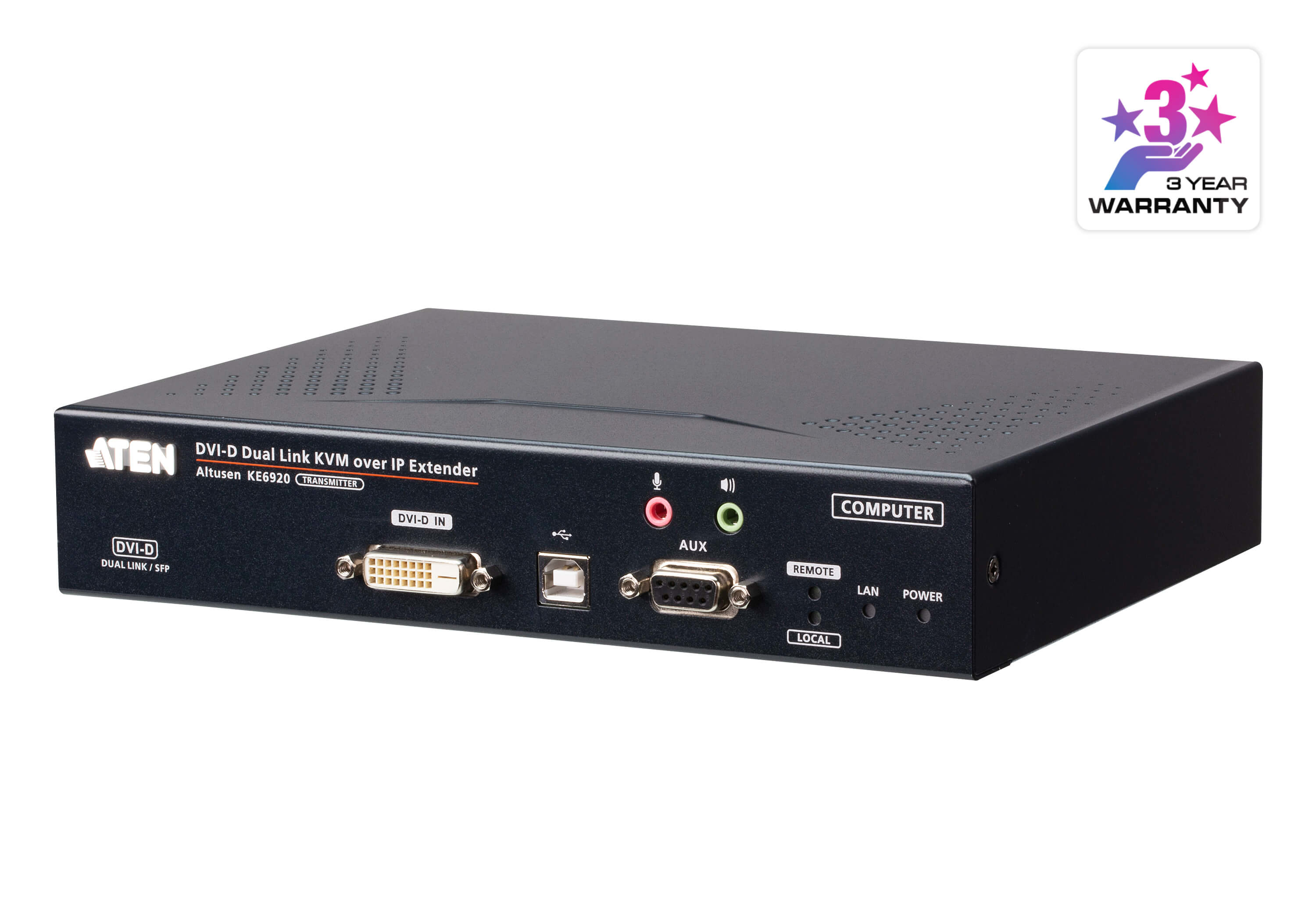 ATEN Altusen KE6920T 2K DVI-D Dual-Link KVM over IP Transmitter with Dual SFP - KVM / audio / serial / USB extender - transmitter - USB - up to 10 km