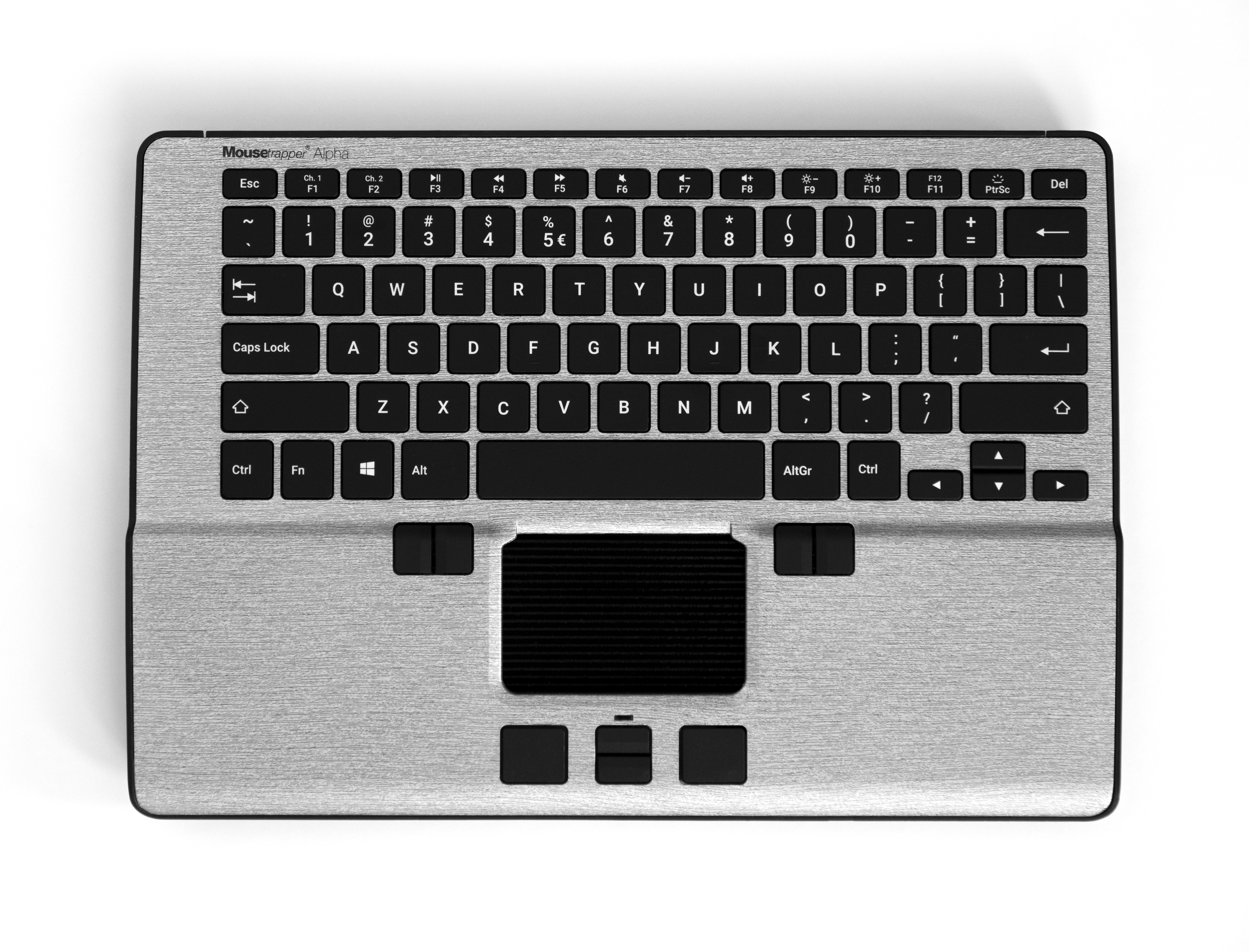 Mousetrapper Alpha tangentbord Mus inkluderad USB + Bluetooth QWERTY Engelska (USA) Silver, Svart