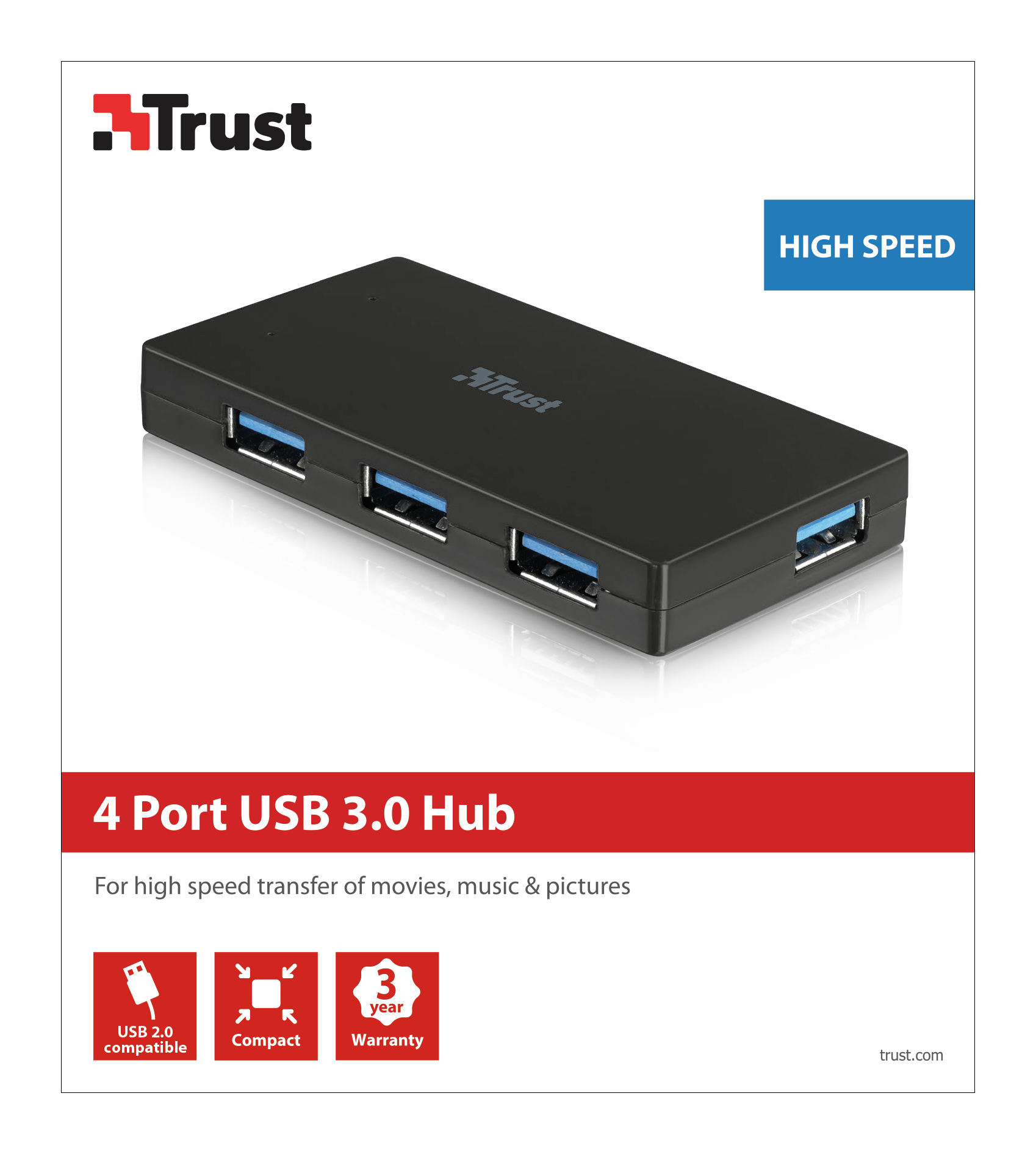 Trust 20618 interface hub USB 3.2 Gen 1 (3.1 Gen 1) Type-B – image 4