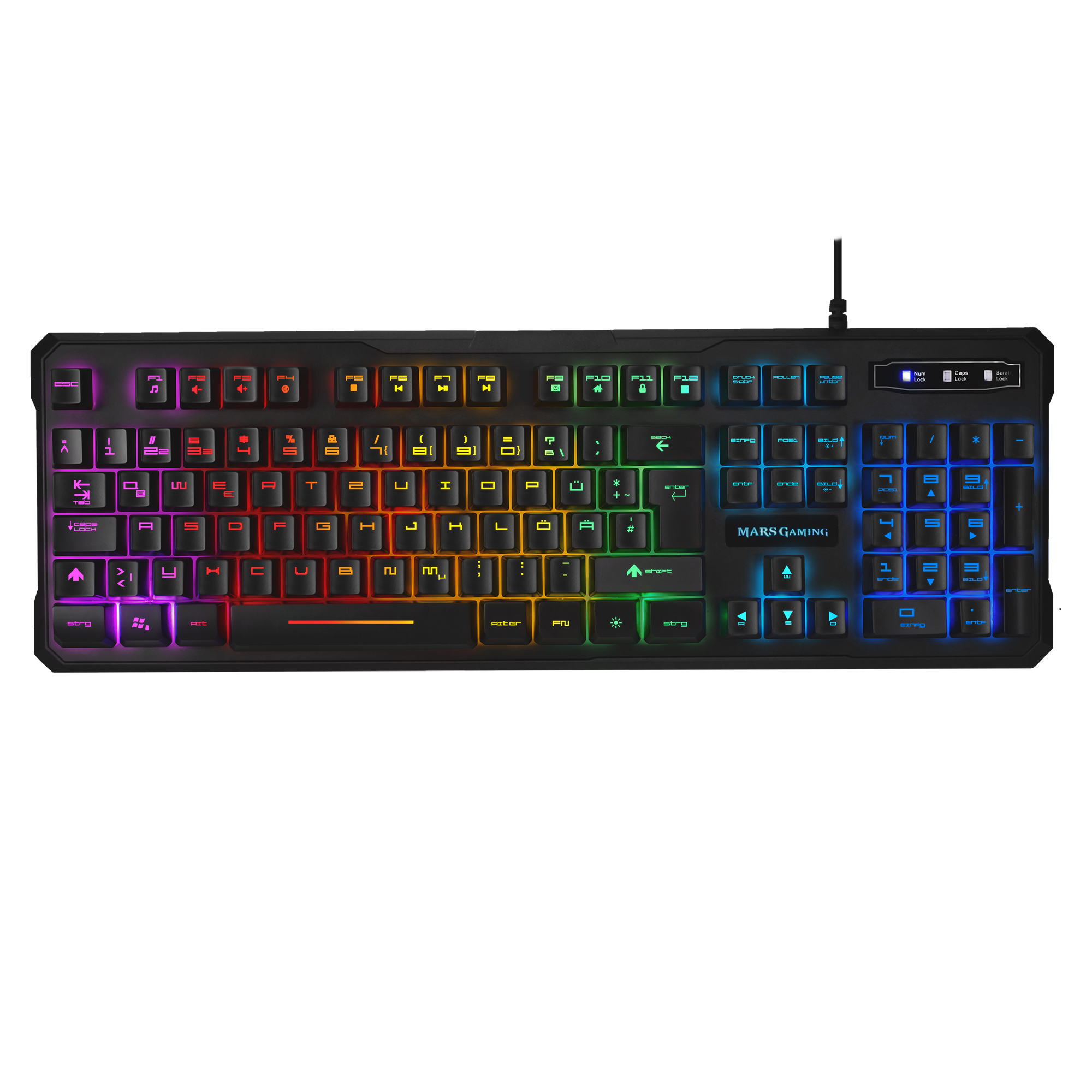Mars Gaming MK218DE H-Mech RGB Keyboard 9 Lighting Effects Antighosting Black German Language