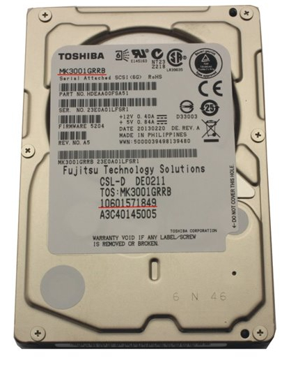 Fujitsu TOS:MK3001GRRB internal hard drive