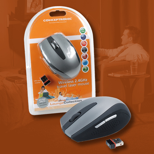 Conceptronic Wireless 2.4GHz Travel Laser Mouse