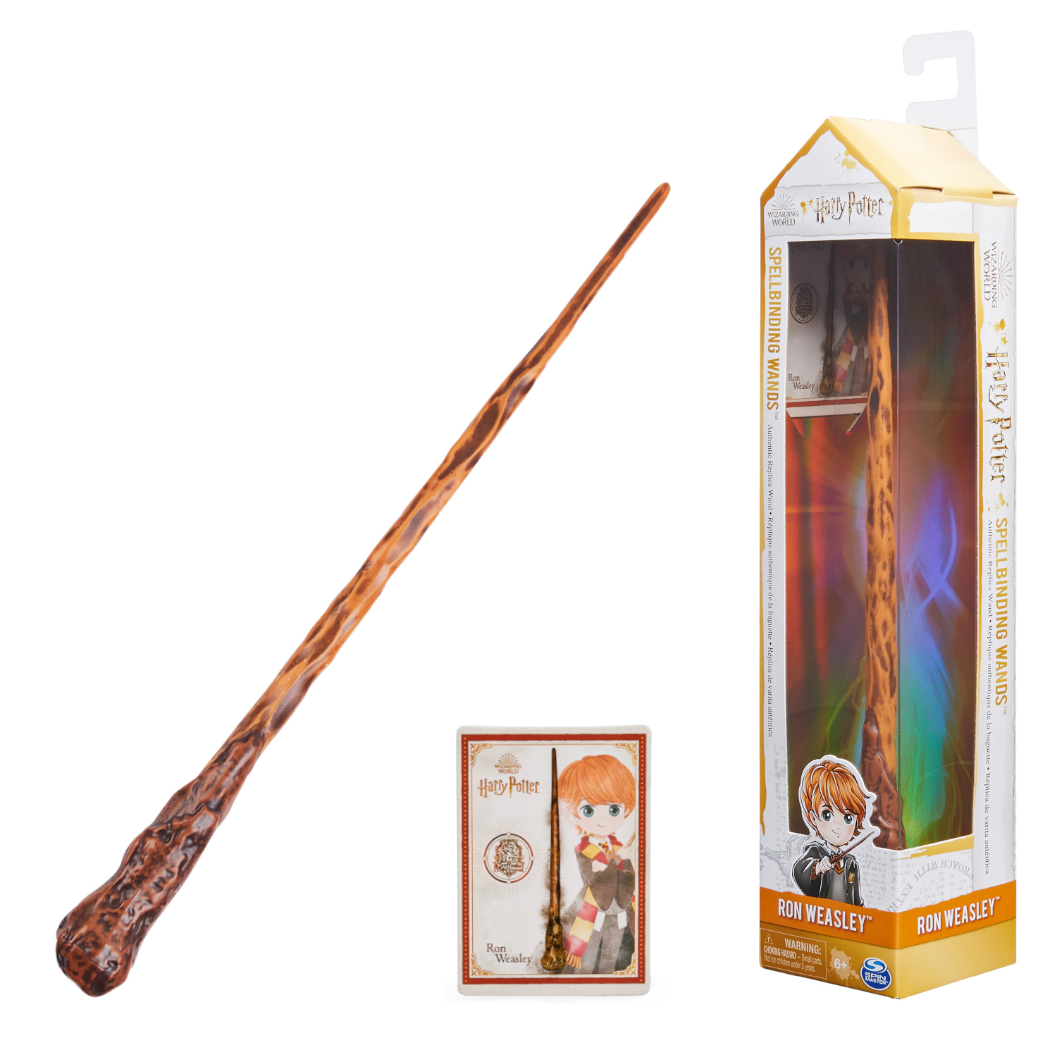 Wizarding World , autentica bacchetta Spellbinding di Ron Weasley 30,5 cm, con carta incantesimo da collezione, giocattoli per