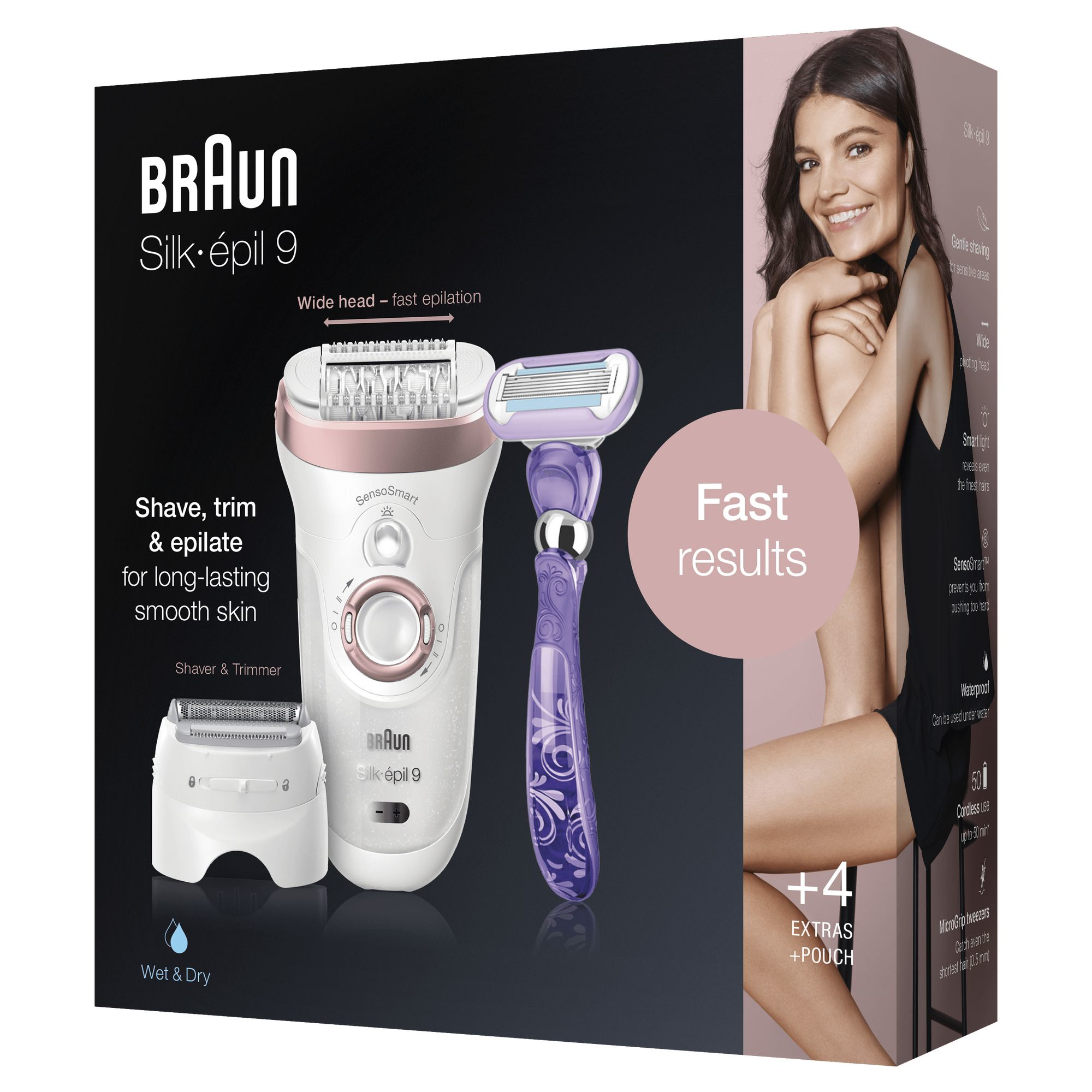 Braun Silk-épil 9 9-870 epilator 40 tweezers Pink, White – image 3