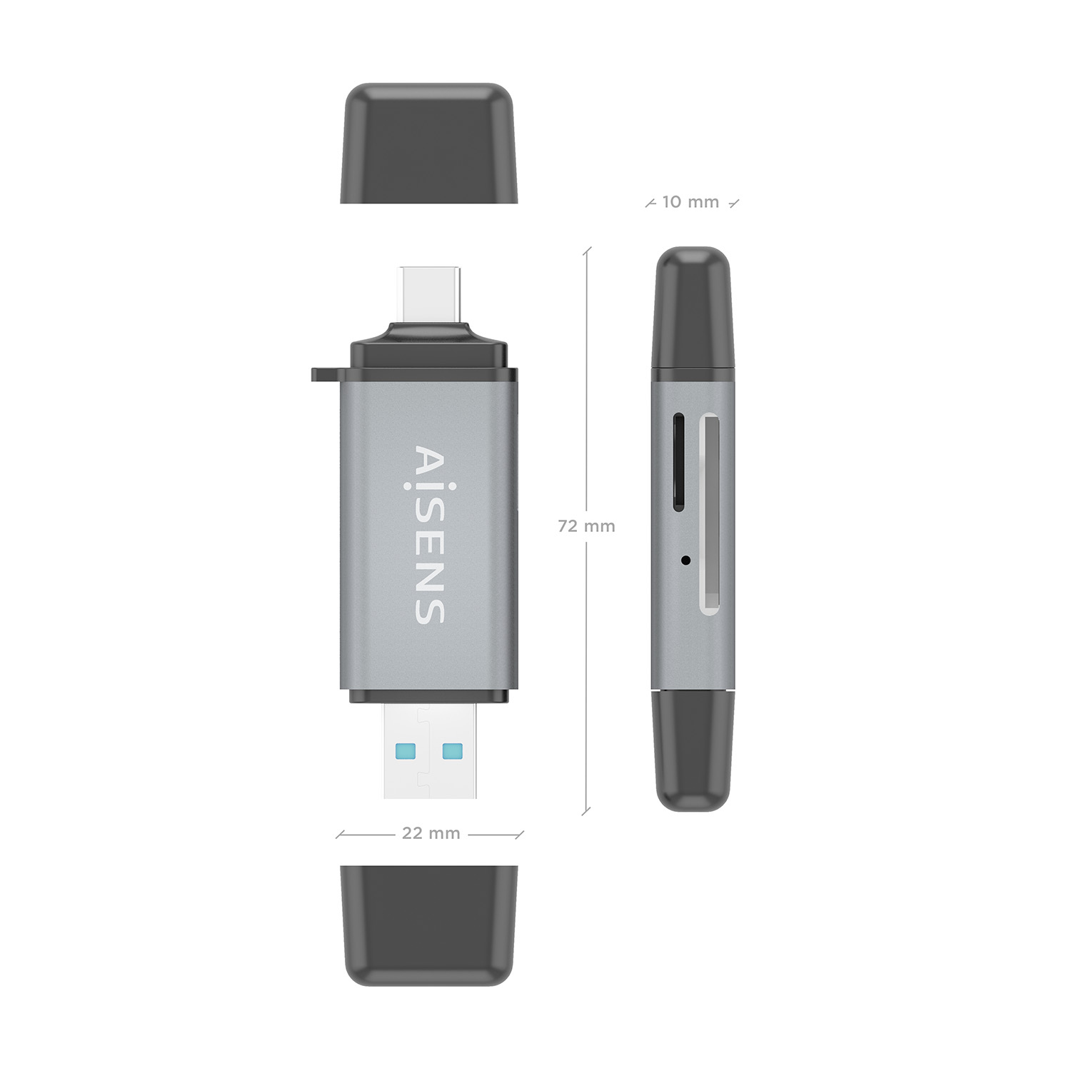 AISENS ASCR-2AC11-GR card reader USB 3.2 Gen 1 (3.1 Gen 1) Type-A/Type-C Grey – image 4