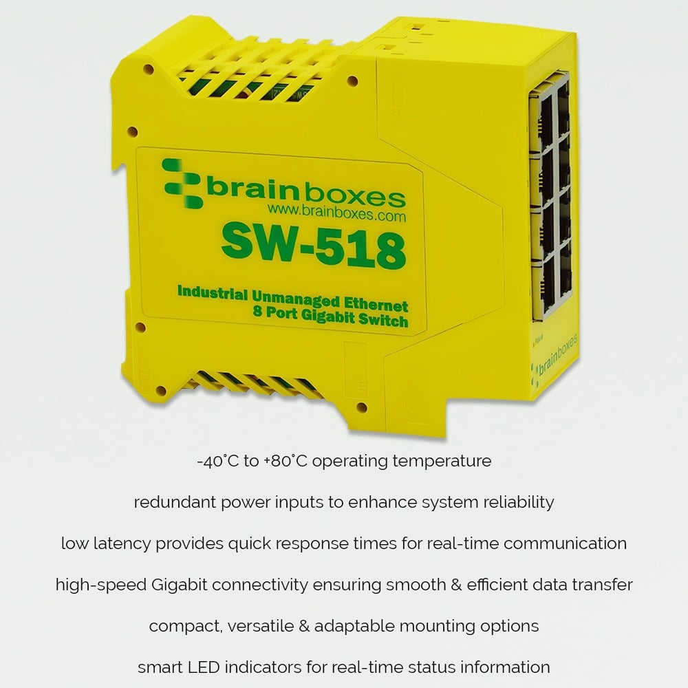 Brainboxes Industrial 8 Port Gigabit Ethernet Switch – image 5