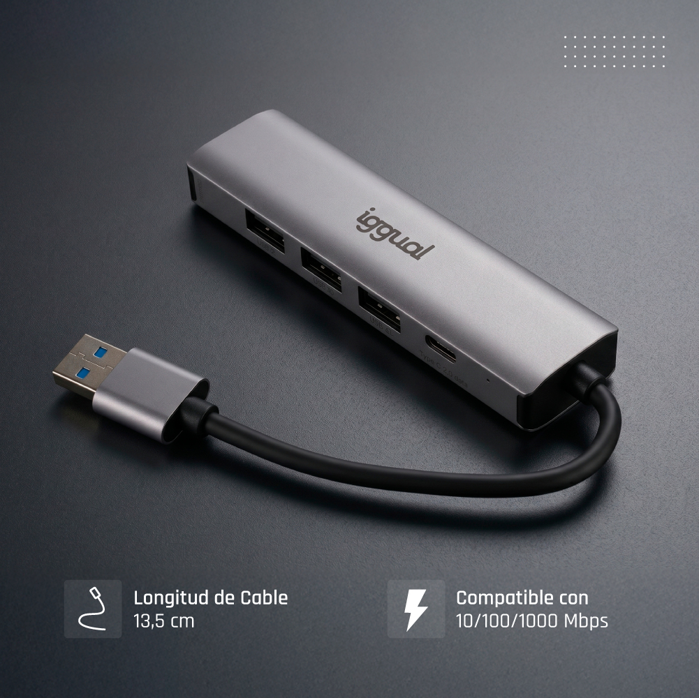 iggual IGG320778 laptop dock/port replicator Wired USB 3.2 Gen 1 (3.1 Gen 1) Type-A Grey – image 5