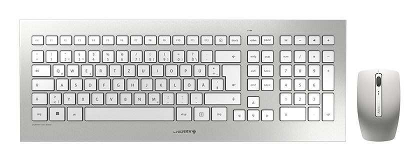 CHERRY DW 8000 keyboard Mouse included Office RF Wireless QWERTZ German Silver, White