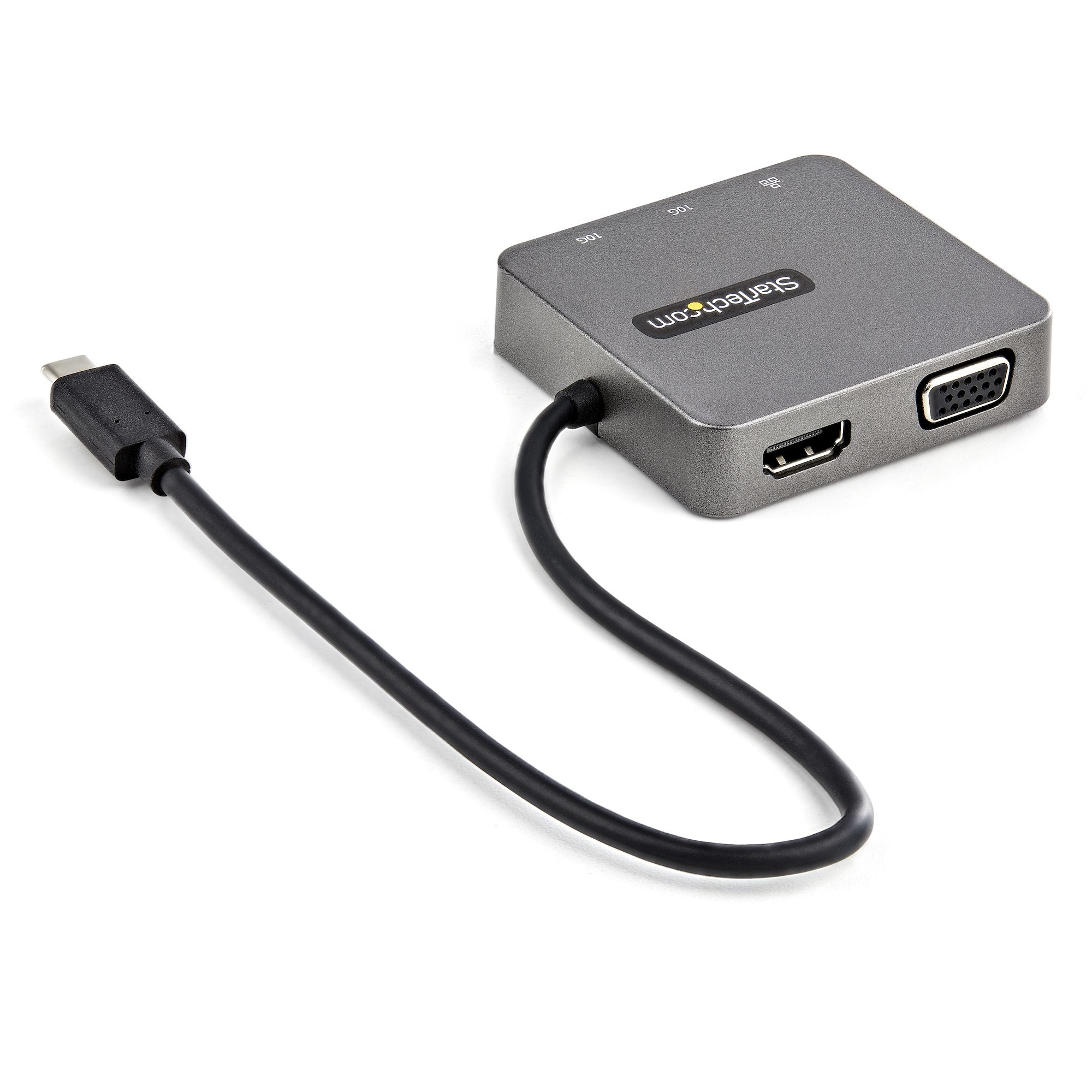StarTech.com USB-C Multiport Adapter - USB 3.1 Gen 2 Type-C Mini Dock - USB-C to 4K HDMI or 1080p VGA Video - 10Gbps USB-A USB-C, GbE - Portable Travel Laptop D – image 2