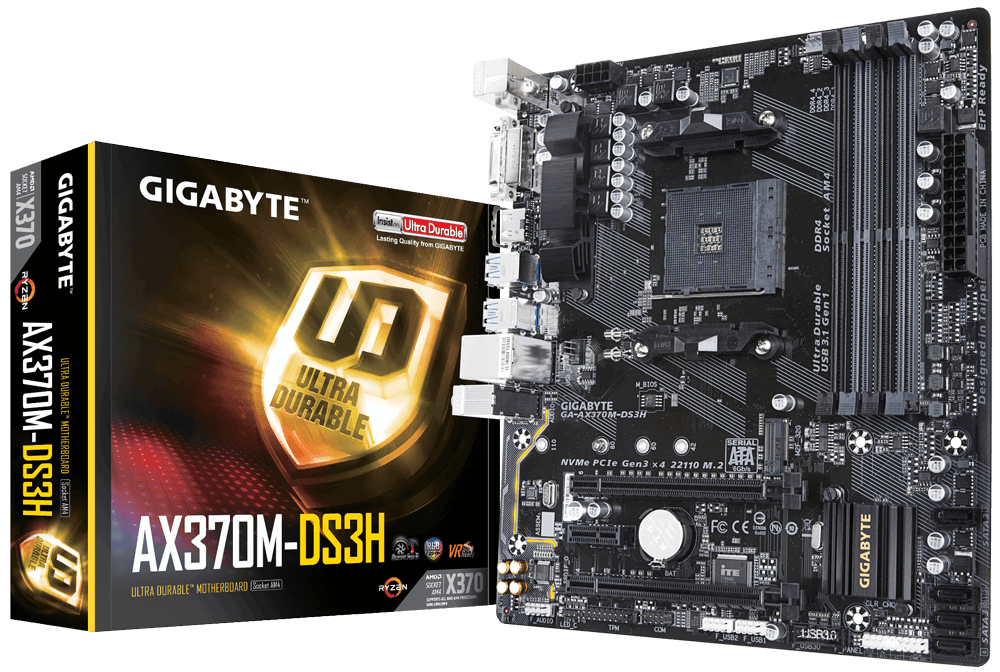 GIGABYTE GA-AX370M-DS3H motherboard AMD X370 Socket AM4 micro ATX – image 1