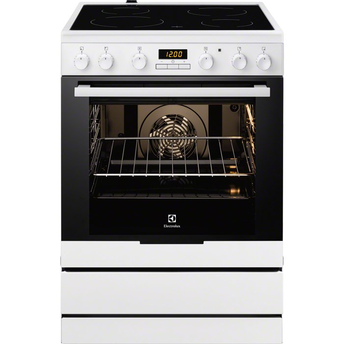 Electrolux EKC6430AOW cooker Freestanding cooker Electric Ceramic hob Black, White