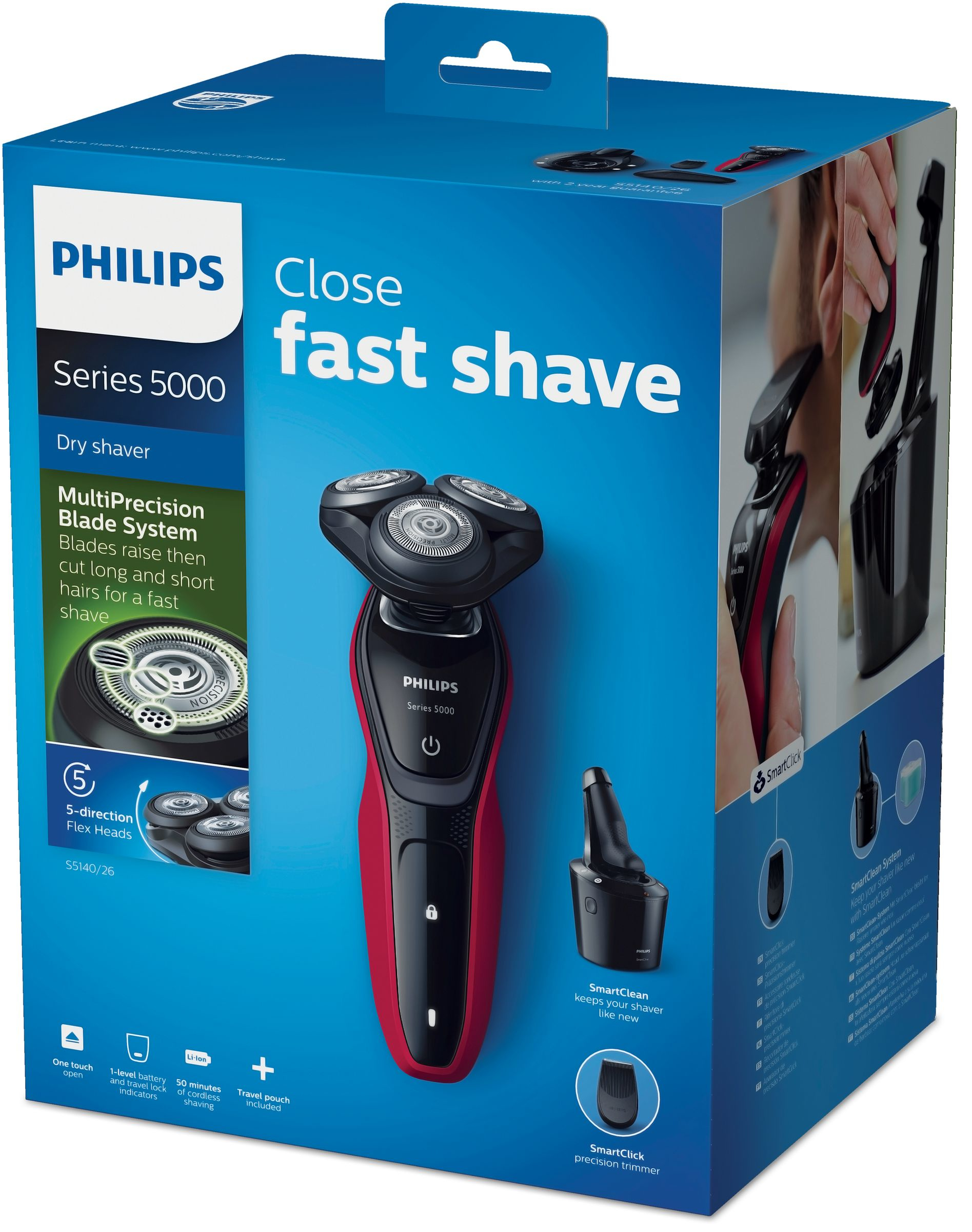 Philips SHAVER Series 5000 S5140/26 men's shaver Rotation shaver Trimmer Charcoal, Red – image 2