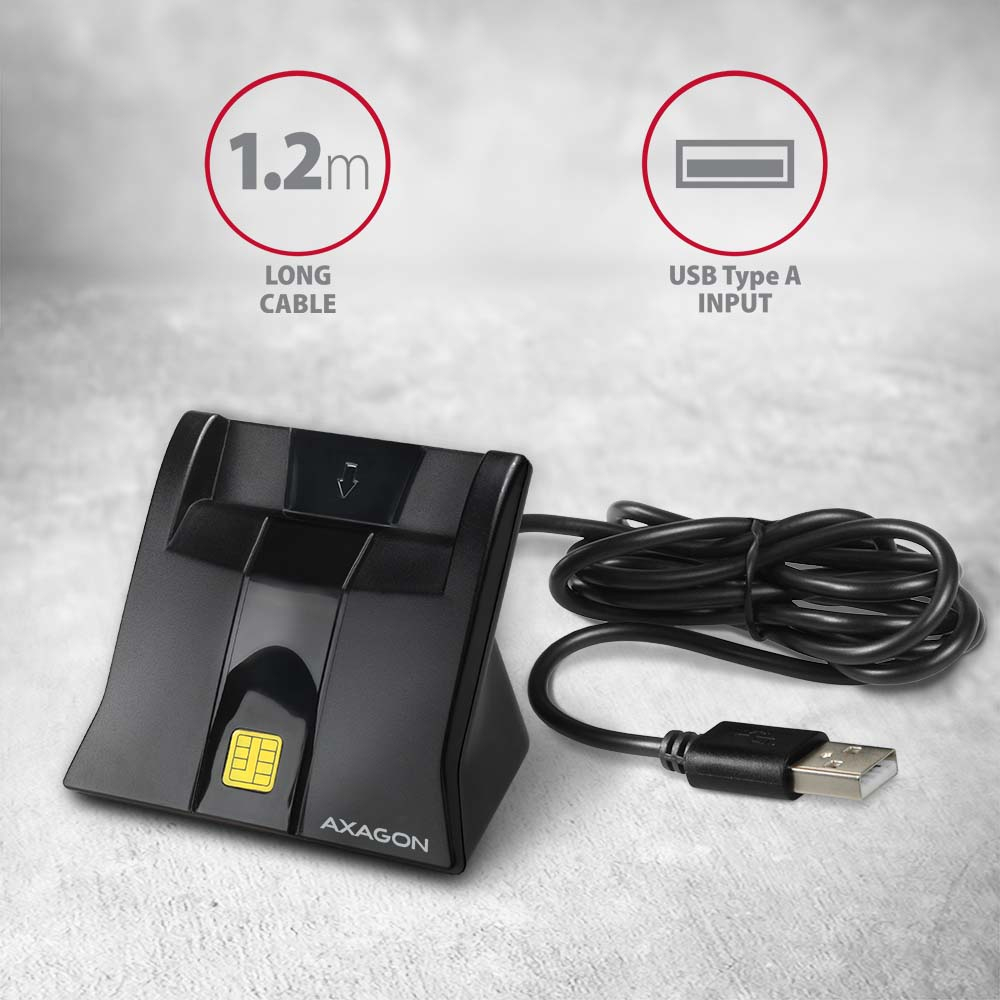 Axagon CRE-SM4 smart card reader Indoor USB USB 2.0 Black – image 4