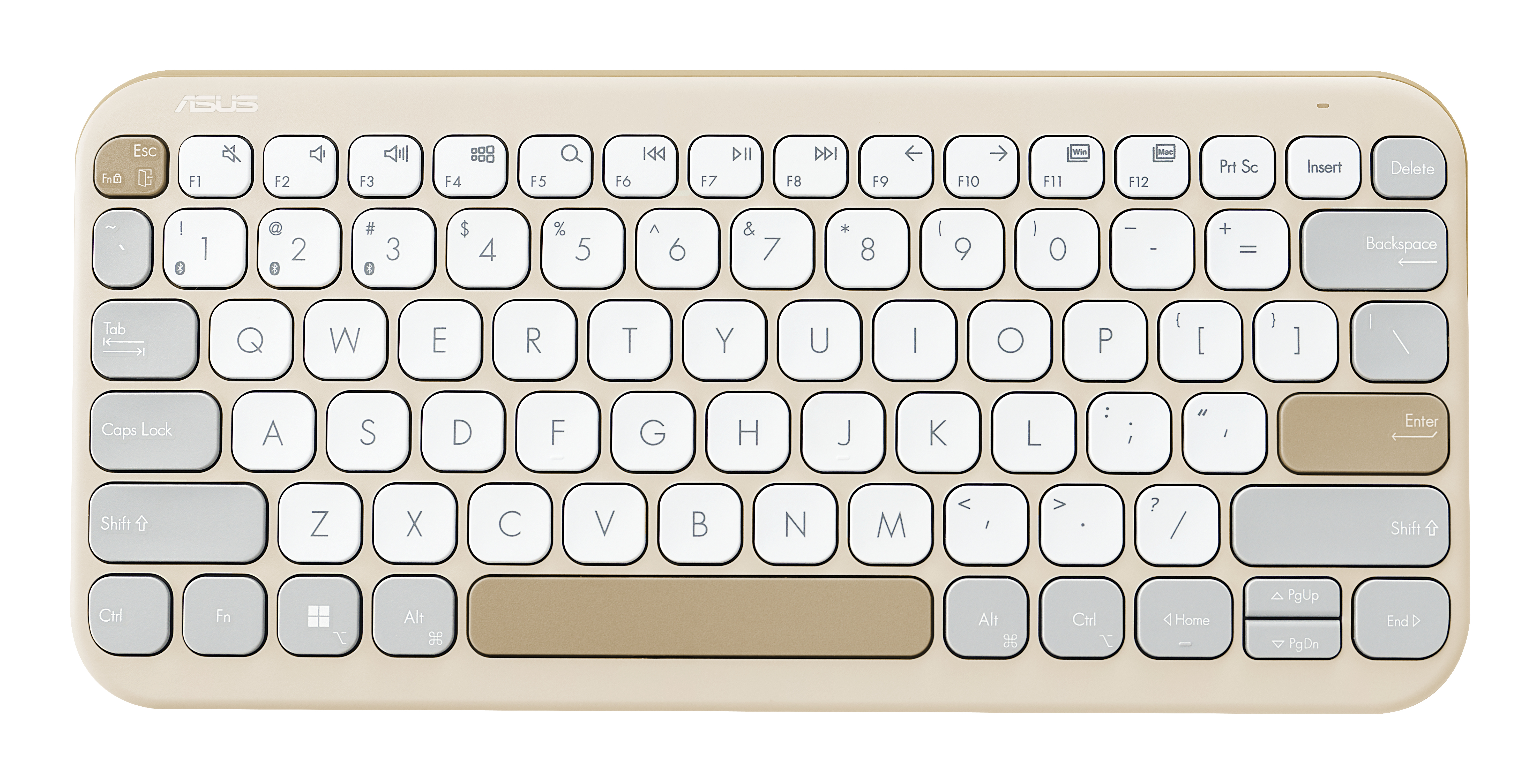 ASUS Marshmallow Keyboard KW100 tastiera Casa Bluetooth Beige Grigio Bianco