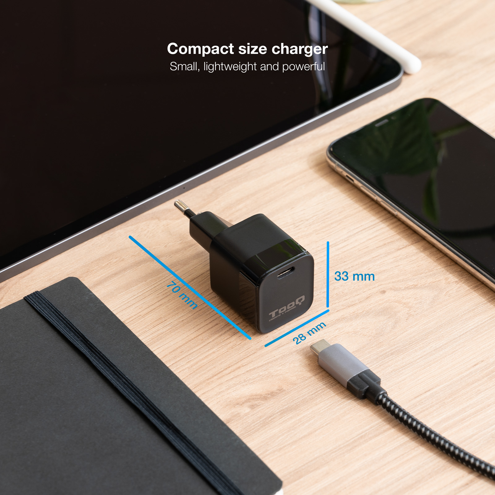 TooQ USB-C PD20W Wall Charger PD20W, Black – image 3