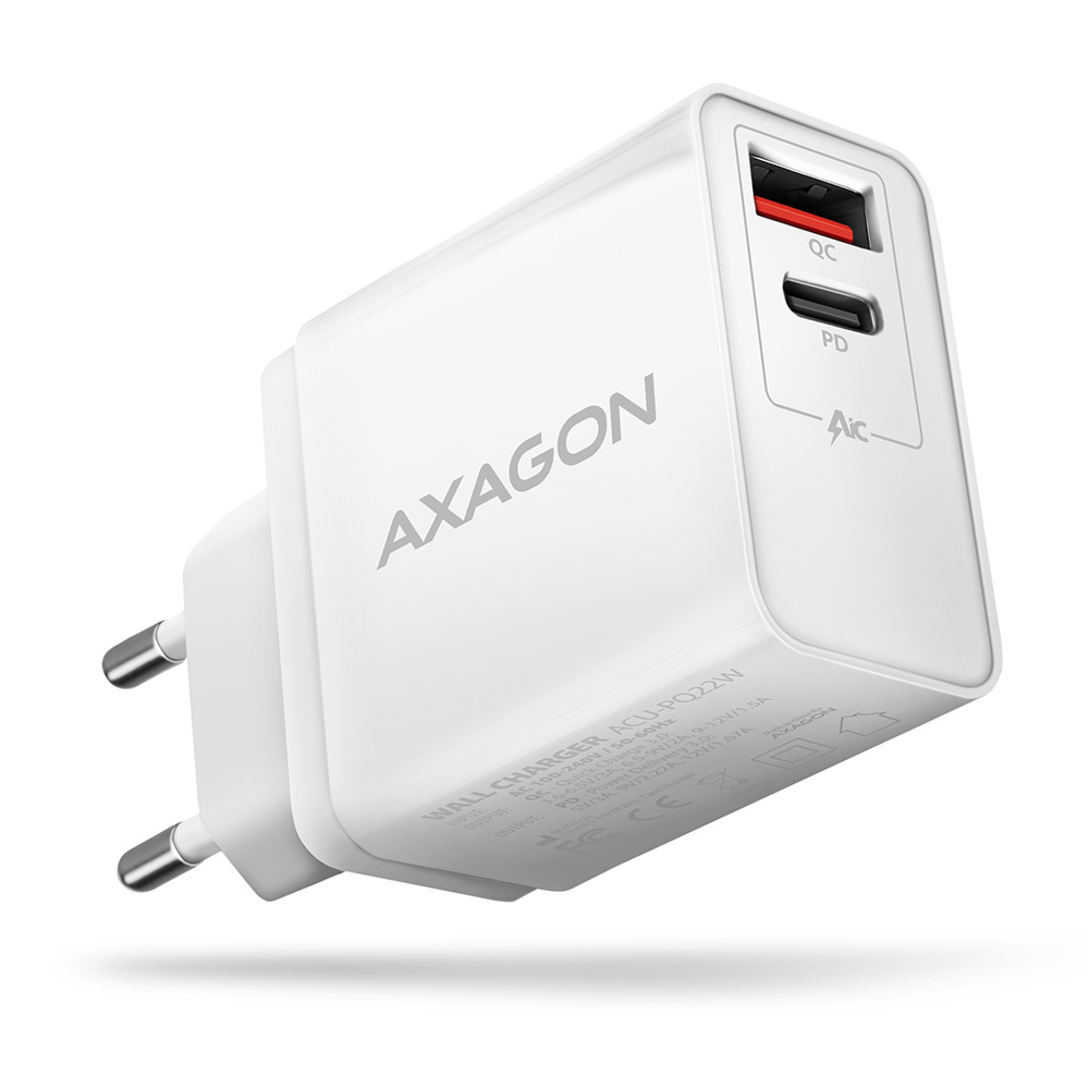 Axagon ACU-PQ22W mobile device charger Smartphone White AC Fast charging Indoor – image 1