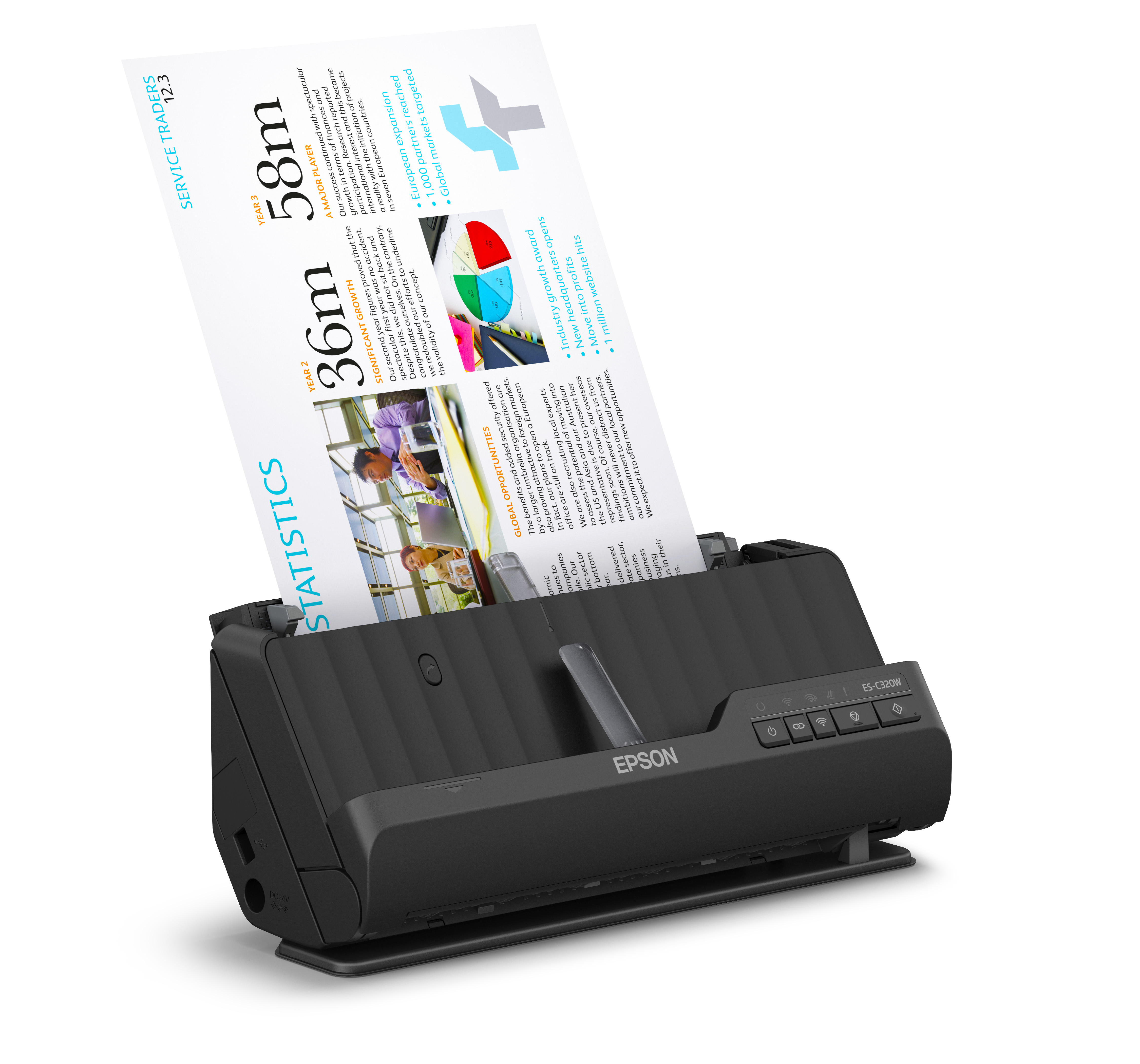 Epson ES-C320W. Maximum scan size: 215.9 x 3048 mm, Optical scanning resolution: 600 x 600 DPI, Input colour depth: 30 bit