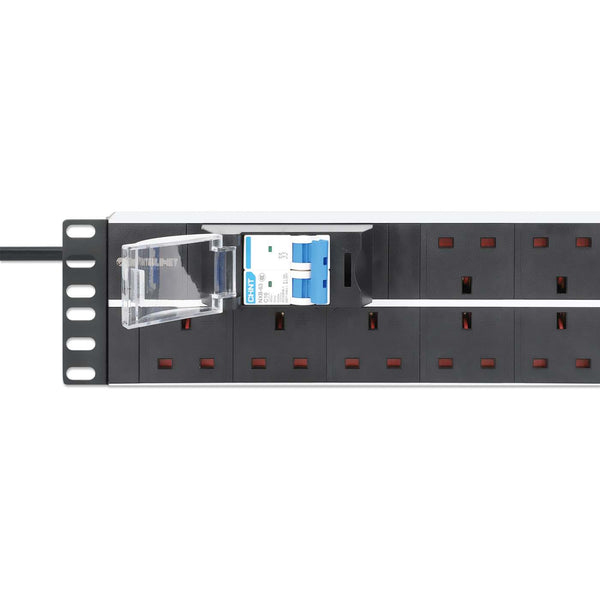 Intellinet 19" 2U PDU 15-way UK, With 2P air breaker, Rackmount, Power Distribution Unit, UK 3-pin outlets, 3m power cord, output – image 4