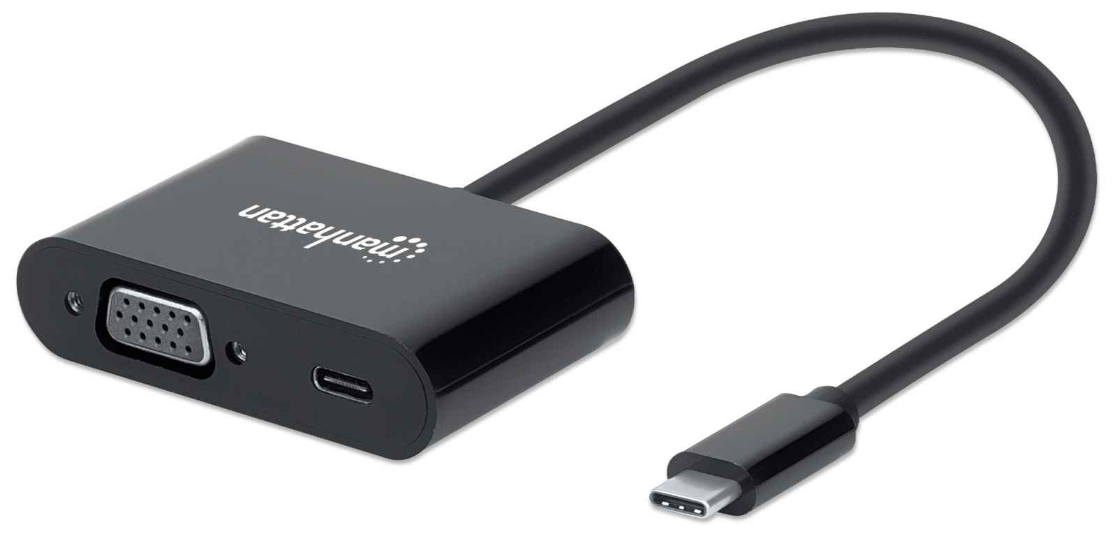Manhattan USB-C to VGA and USB-C (inc Power Delivery), 1080p@60Hz