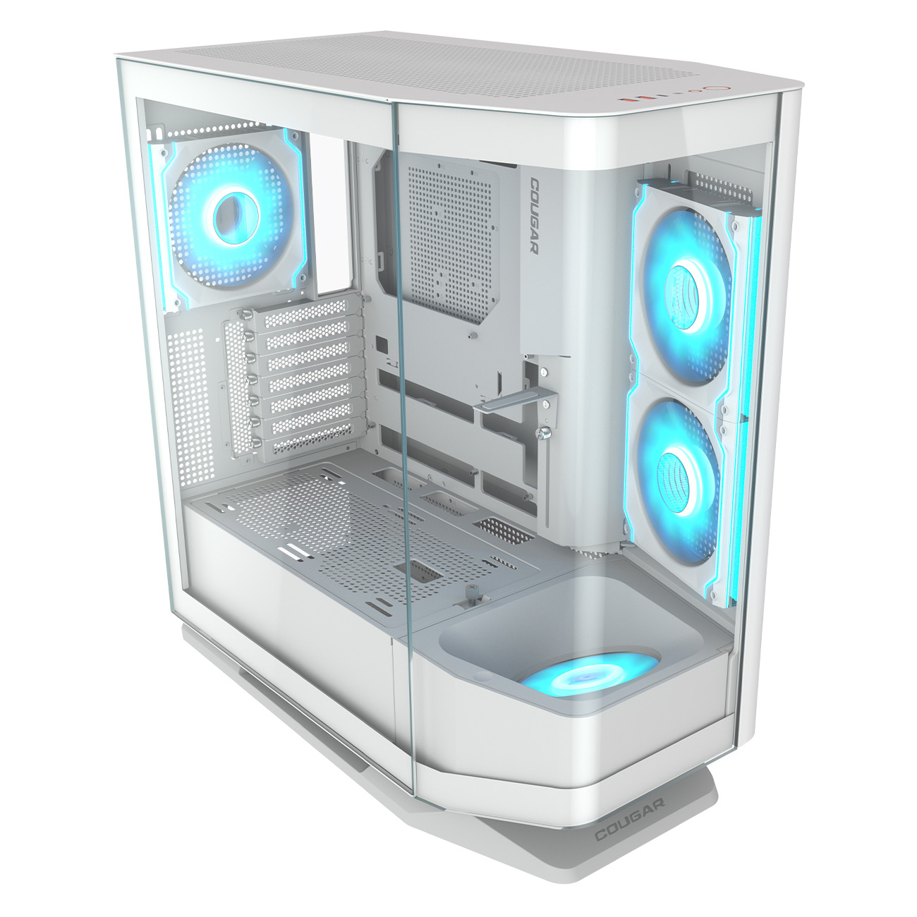 COUGAR FV270 RGB White Mid Tower E-ATX Case, 420mm GPU Supported, Build-in ARGB PWM Fans, Breathe Streams, Prism of Light, RGB Hub, Filter Guard, Tool-Less Bracket, Compatible with reverse cable/connector motherboard | SKU CA-FV270W