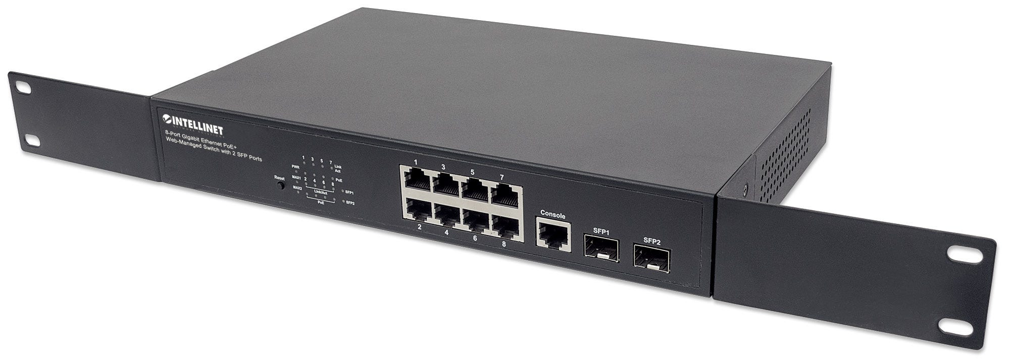 Intellinet 8-Port Gigabit Ethernet PoE+ Web-Managed Switch with 2 SFP Ports, IEEE 802.3at/af Power over Ethernet (PoE+/PoE) Compliant – image 6