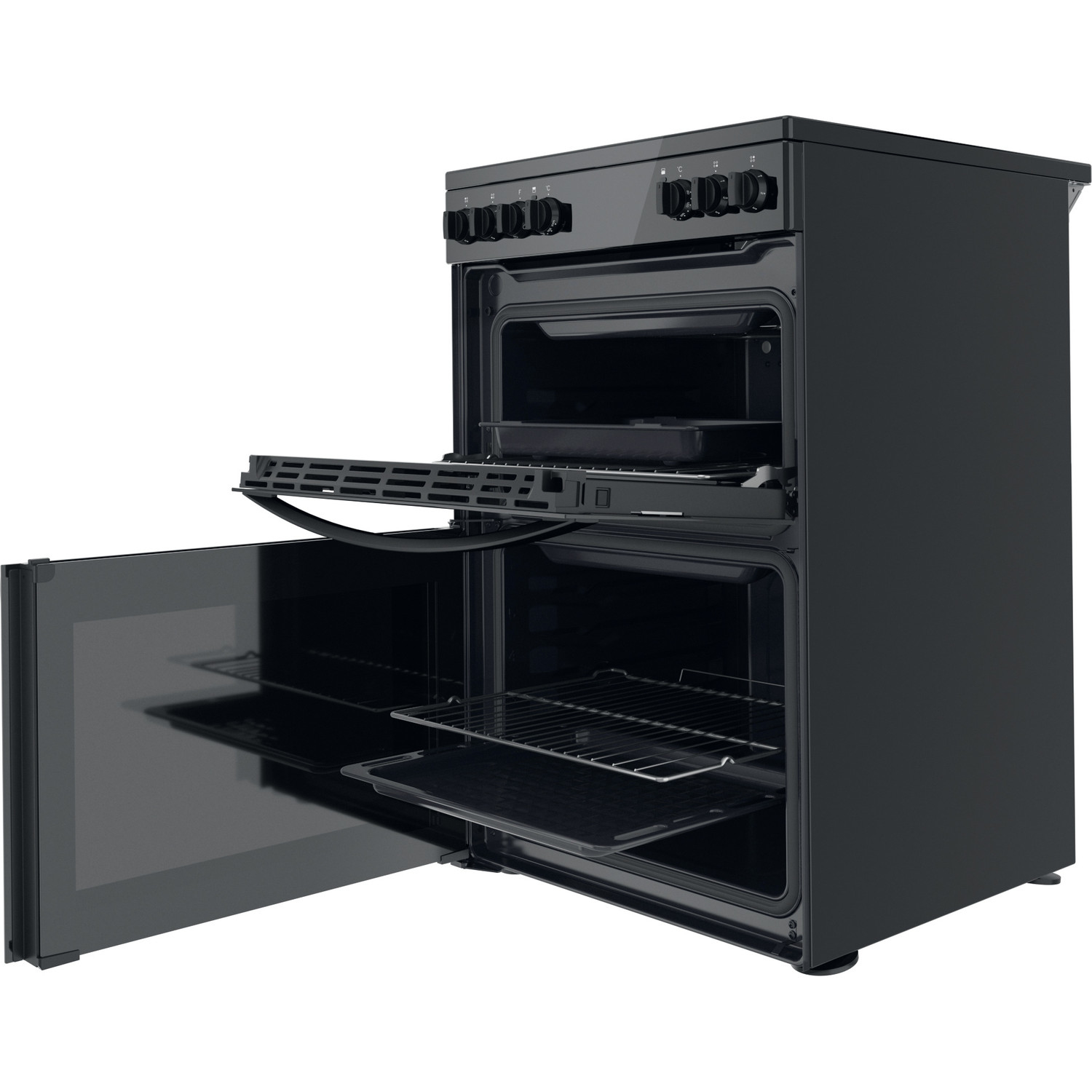 Indesit ID67V9KMB/UK cooker Freestanding cooker Electric Ceramic hob Black – image 4