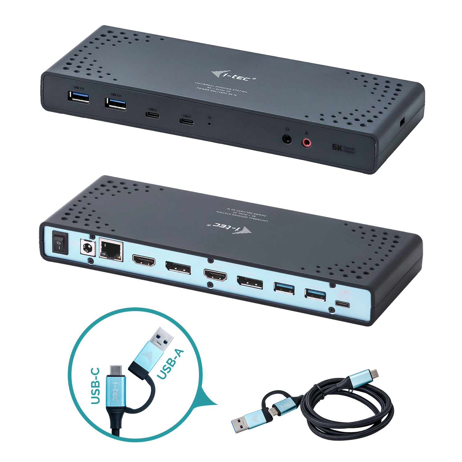 i-tec USB 3.0 / USB-C / Thunderbolt 3 Dual Display Docking Station + Power Delivery