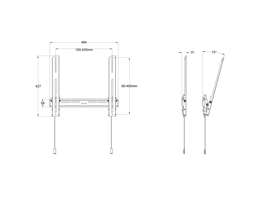 Multibrackets M Universal Wallmount Tilt Air Medium Black – image 6