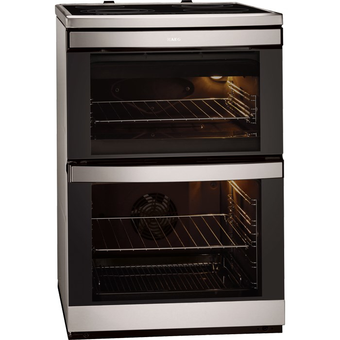 AEG 49002V-MN cooker Freestanding cooker Electric Ceramic hob Black, Stainless steel