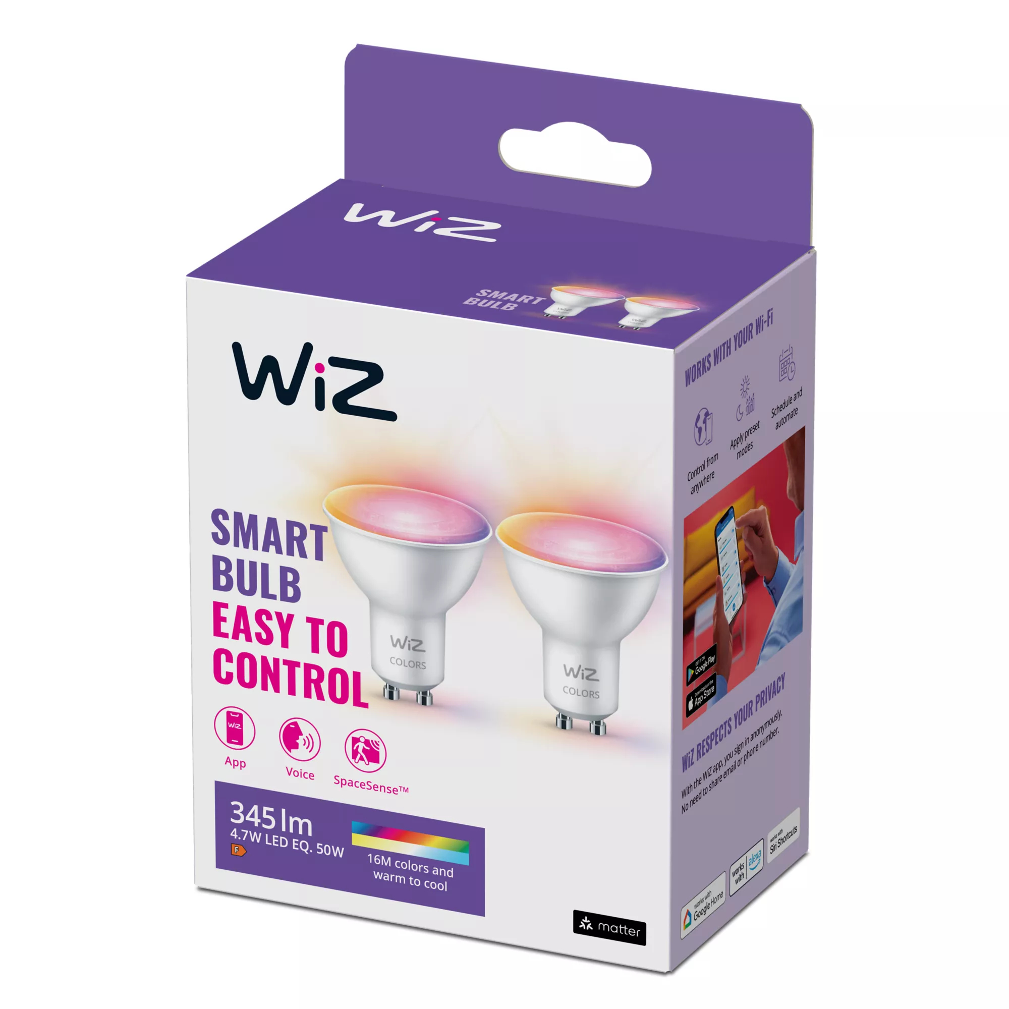 WiZ Spot 50 W PAR16 GU10 x2 – image 2