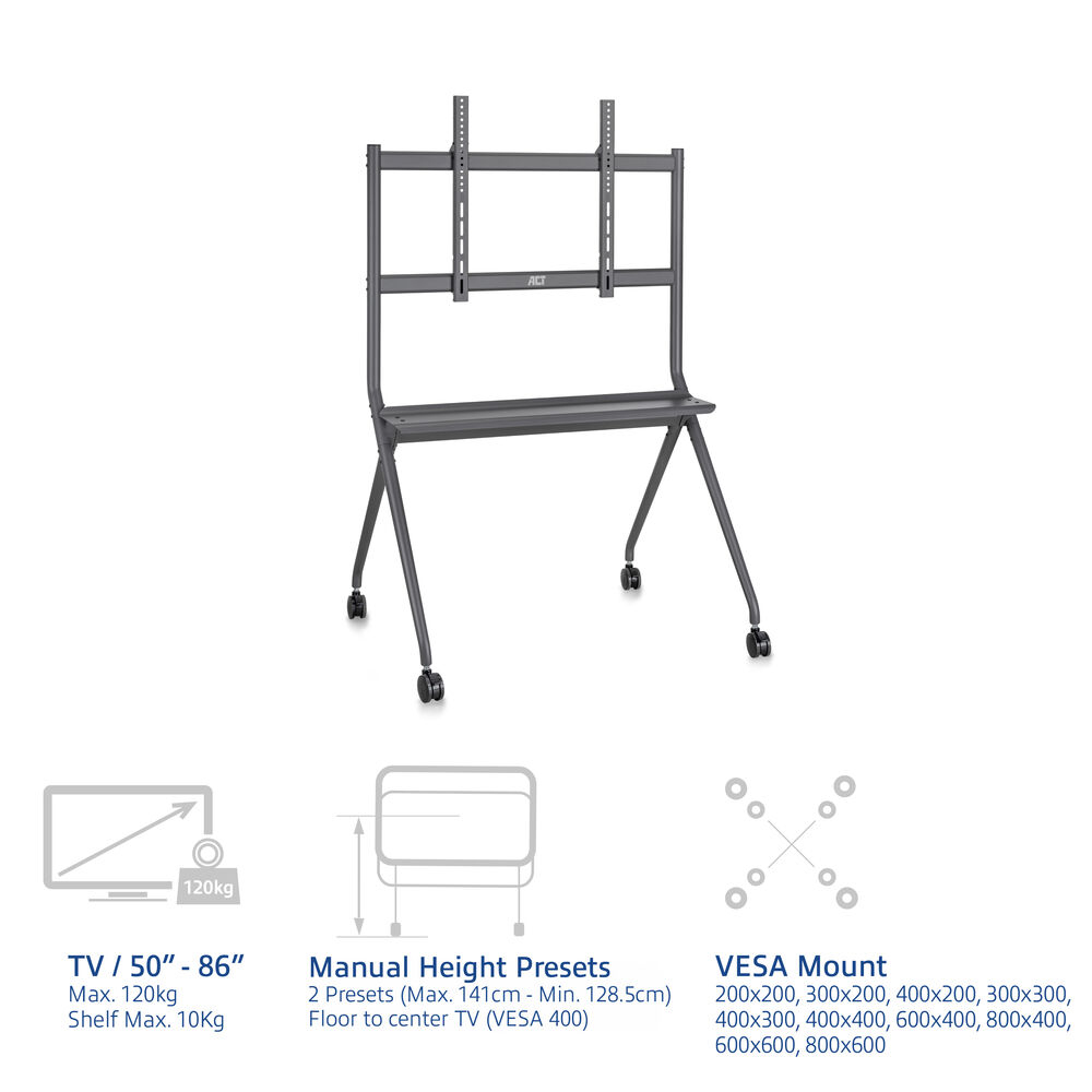 ACT Mobile TV/monitor floor stand, 50” to 86”, VESA – image 2