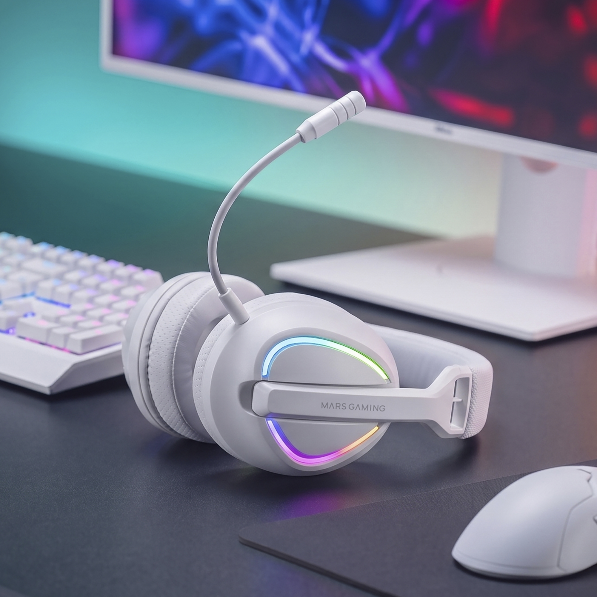 Mars Gaming MHWQUASARW headphones/headset Wireless Head-band USB Type-C / USB Type-A Bluetooth White – image 3