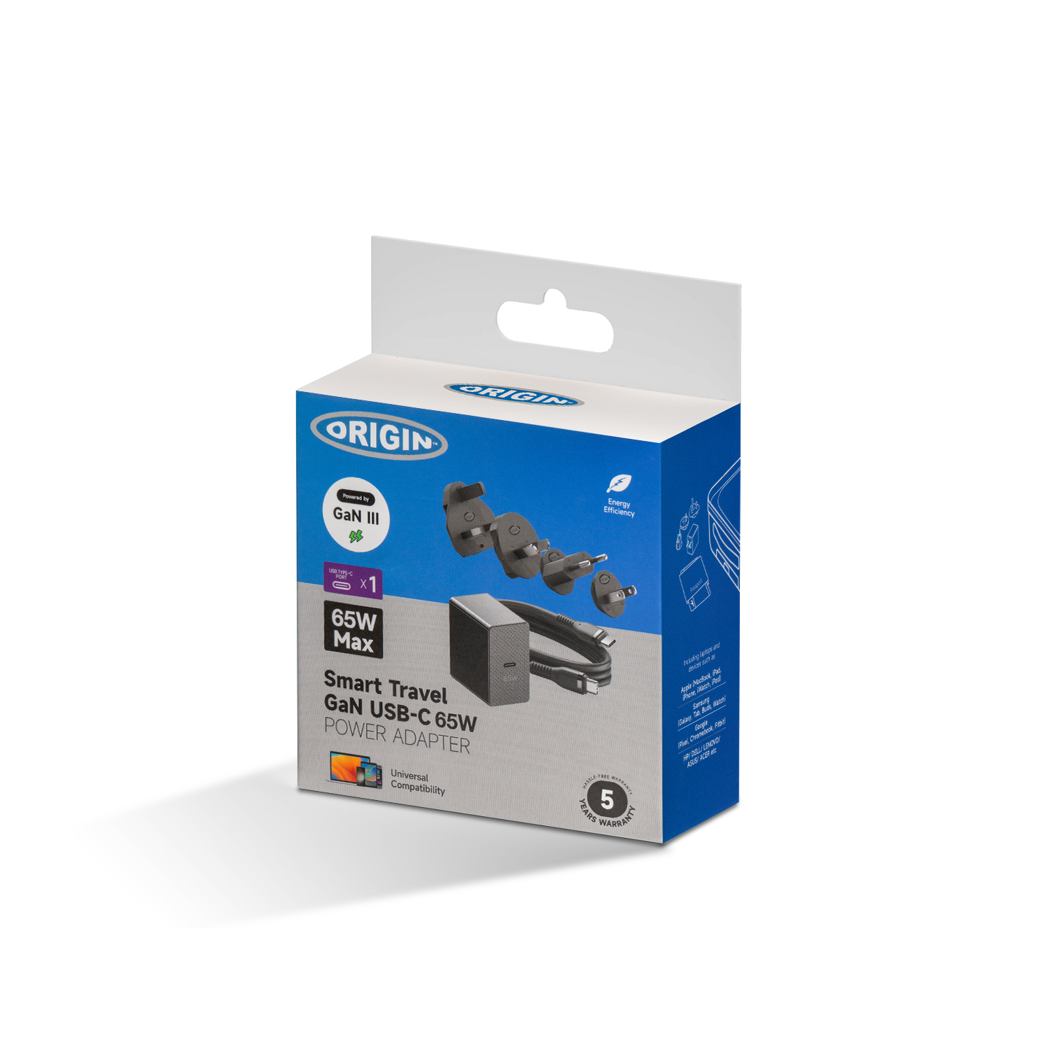 Origin Storage Origin 65W Wall Charger with 1.5m USB-C cable and 4 Multi AC Plugs – image 8