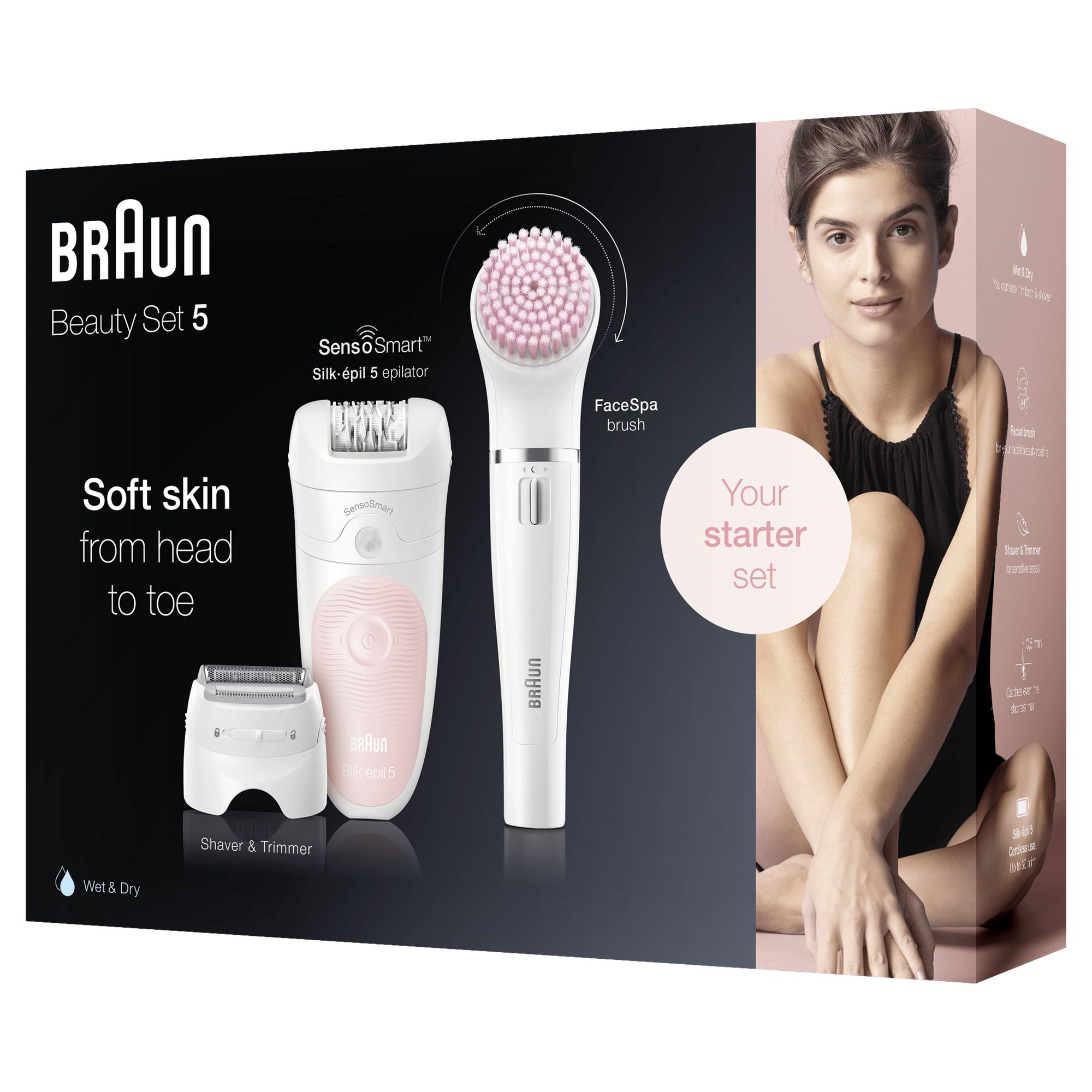 Braun Silk-épil 5 Wet&Dry Silk-épil Beauty Set 5 5-875 Starter 4-in-1 Cordless Wet & Dry Hair Removal - Epilator, Shaver, Trimmer, Face Cleanser – image 2
