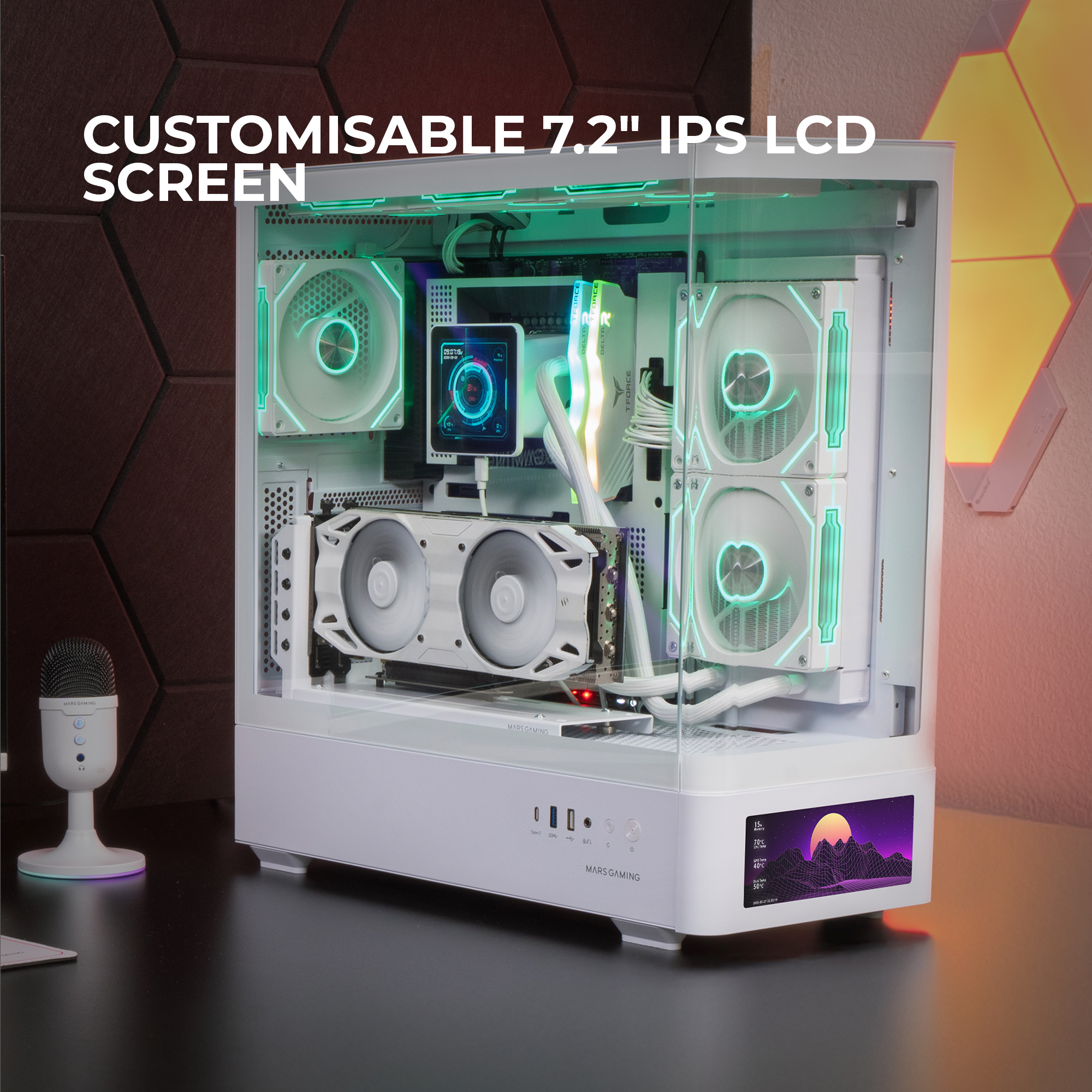 Mars Gaming MCLCDPROW computer case Midi Tower White – image 8